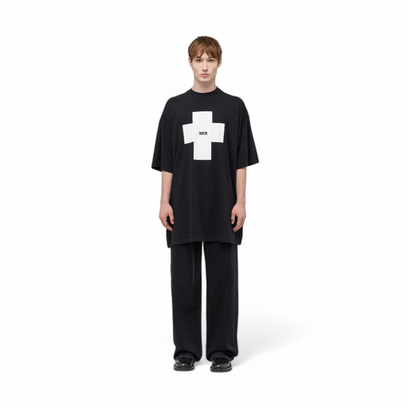 032C "POINT ZERO" OVERSIZED T - SHIRT WASHED BLACK - 032C