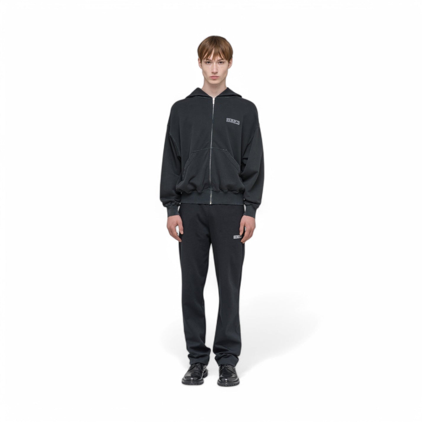 032C "ROUTINE" ZIP HOODIE WASHED BLACK - 032C