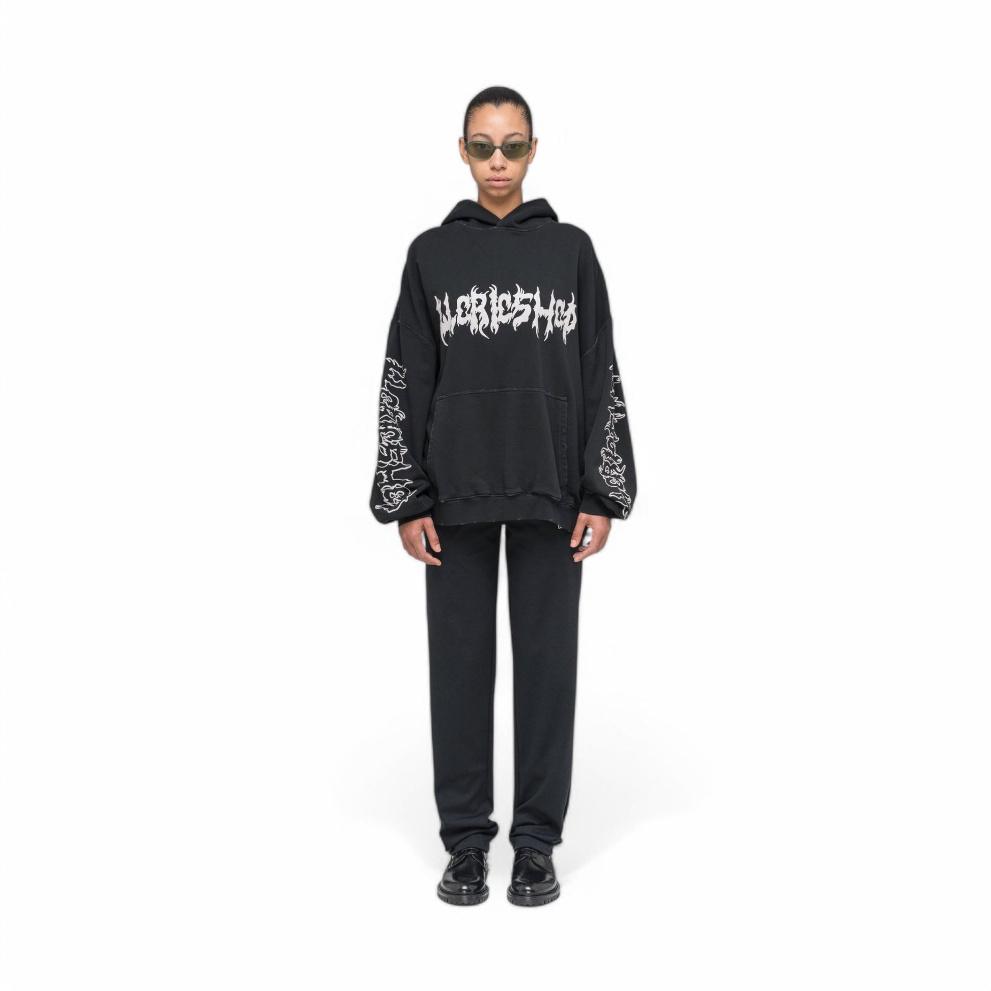 032C &quot;FAITHLESS&quot; OVERSIZED HOODIE WASHED BLACK - 032C