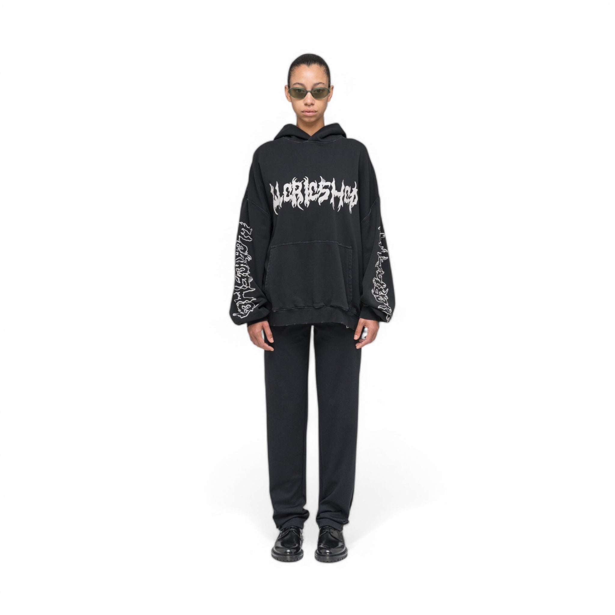 032C &quot;FAITHLESS&quot; OVERSIZED HOODIE WASHED BLACK - 032C