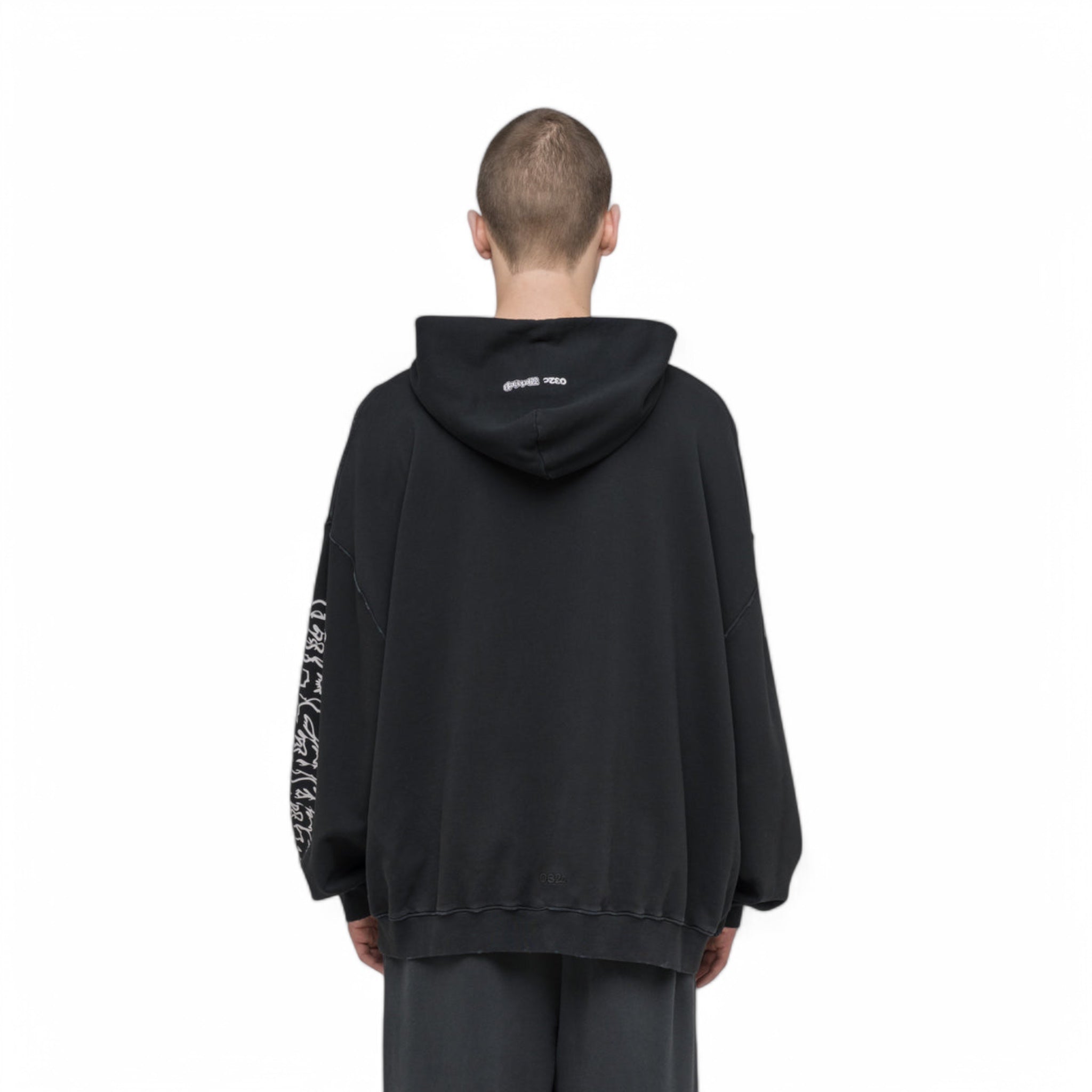 032C &quot;FAITHLESS&quot; OVERSIZED HOODIE WASHED BLACK - 032C