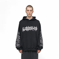 032C &quot;FAITHLESS&quot; OVERSIZED HOODIE WASHED BLACK - 032C