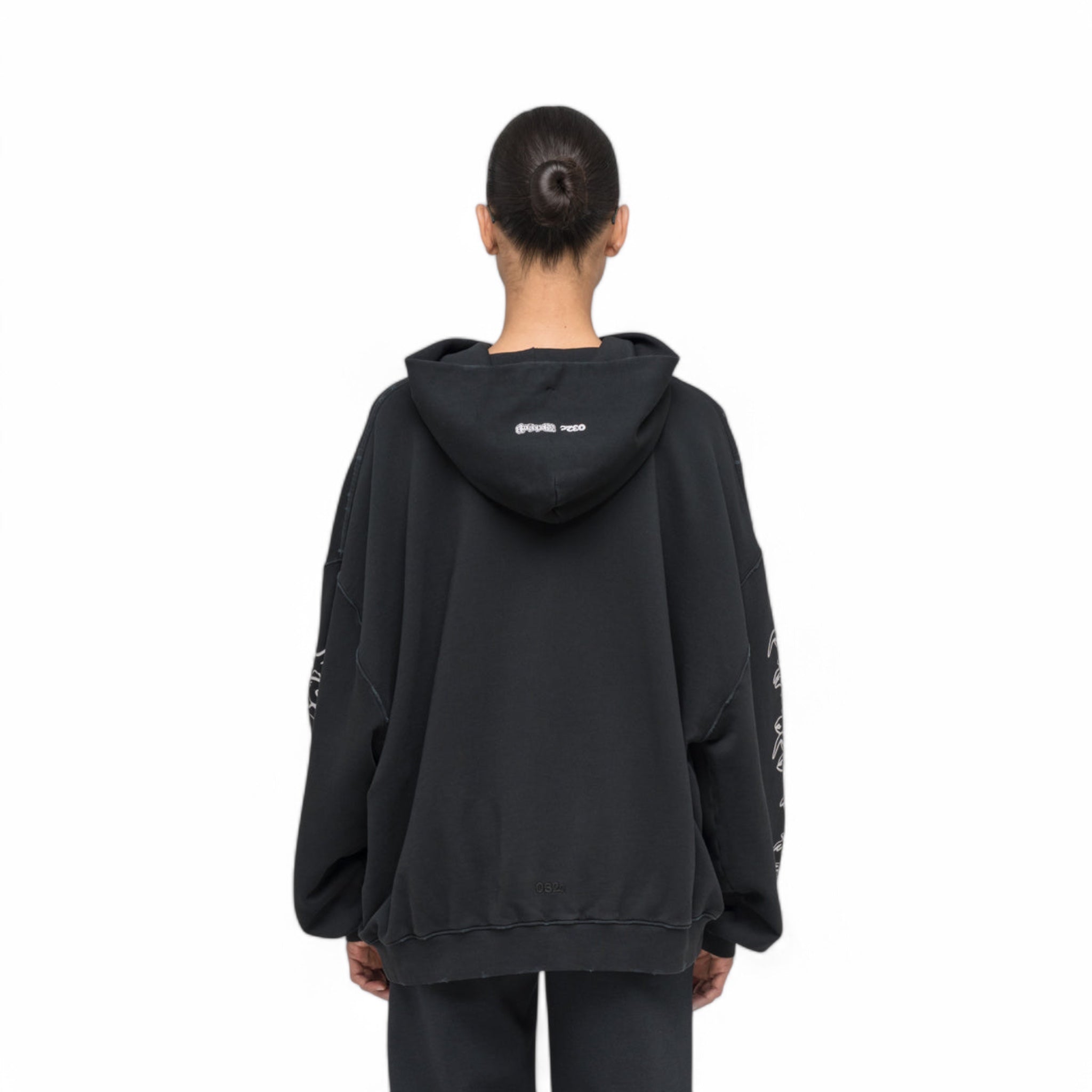 032C &quot;FAITHLESS&quot; OVERSIZED HOODIE WASHED BLACK - 032C