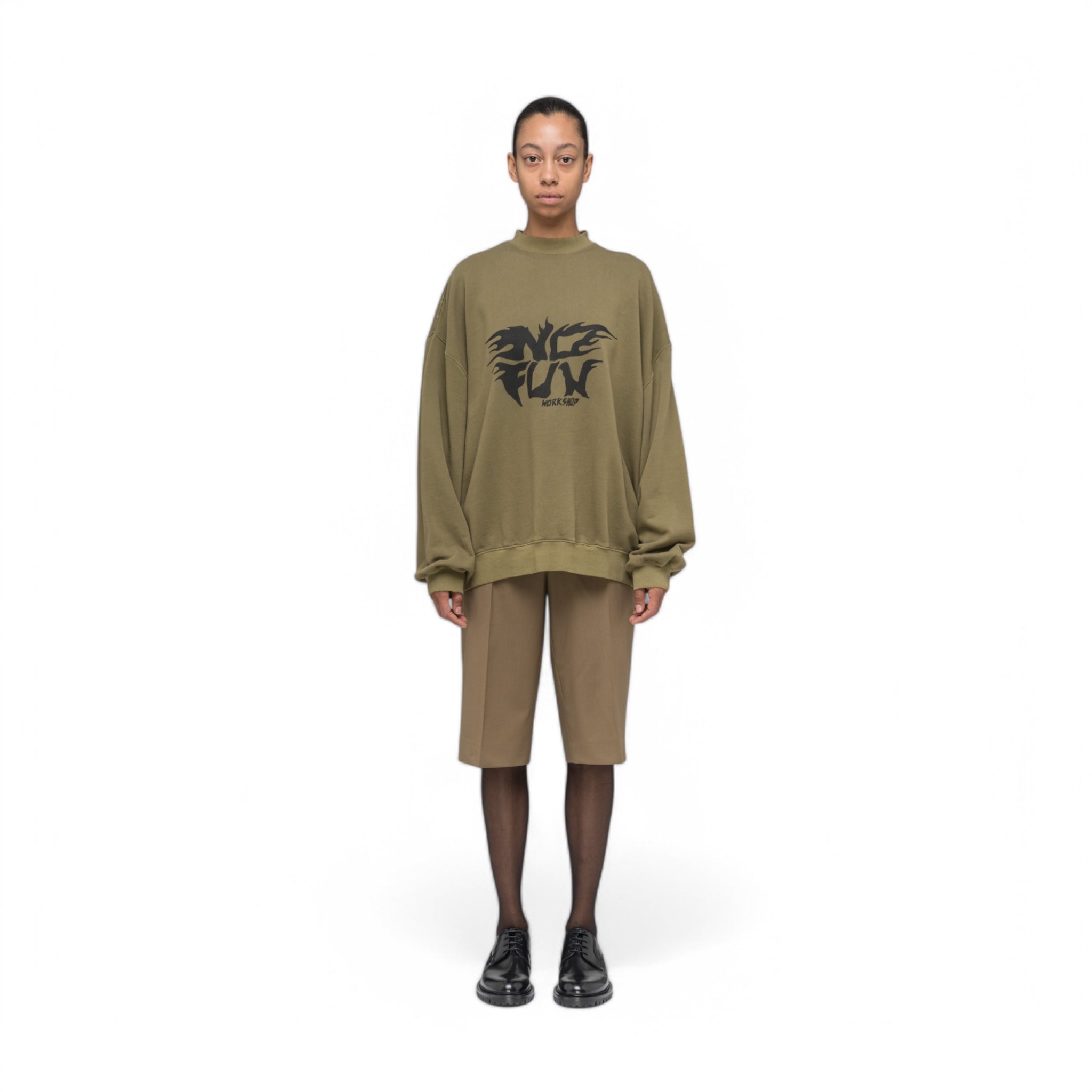 032C &quot;NO FUN&quot; OVERSIZED CREWNECK - 032C