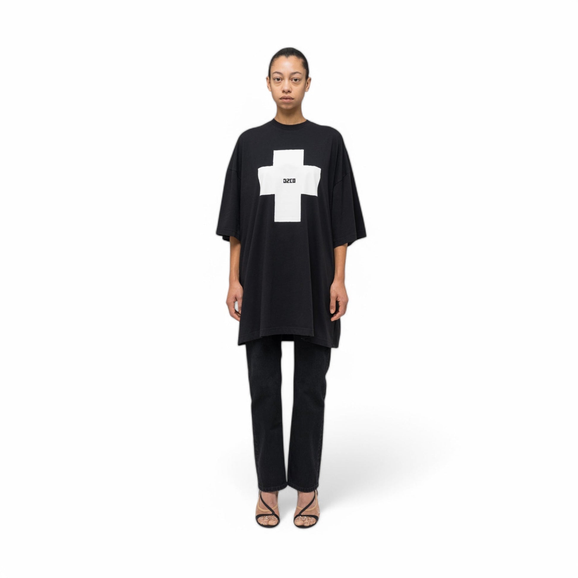 032C &quot;POINT ZERO&quot; OVERSIZED T - SHIRT WASHED BLACK - 032C