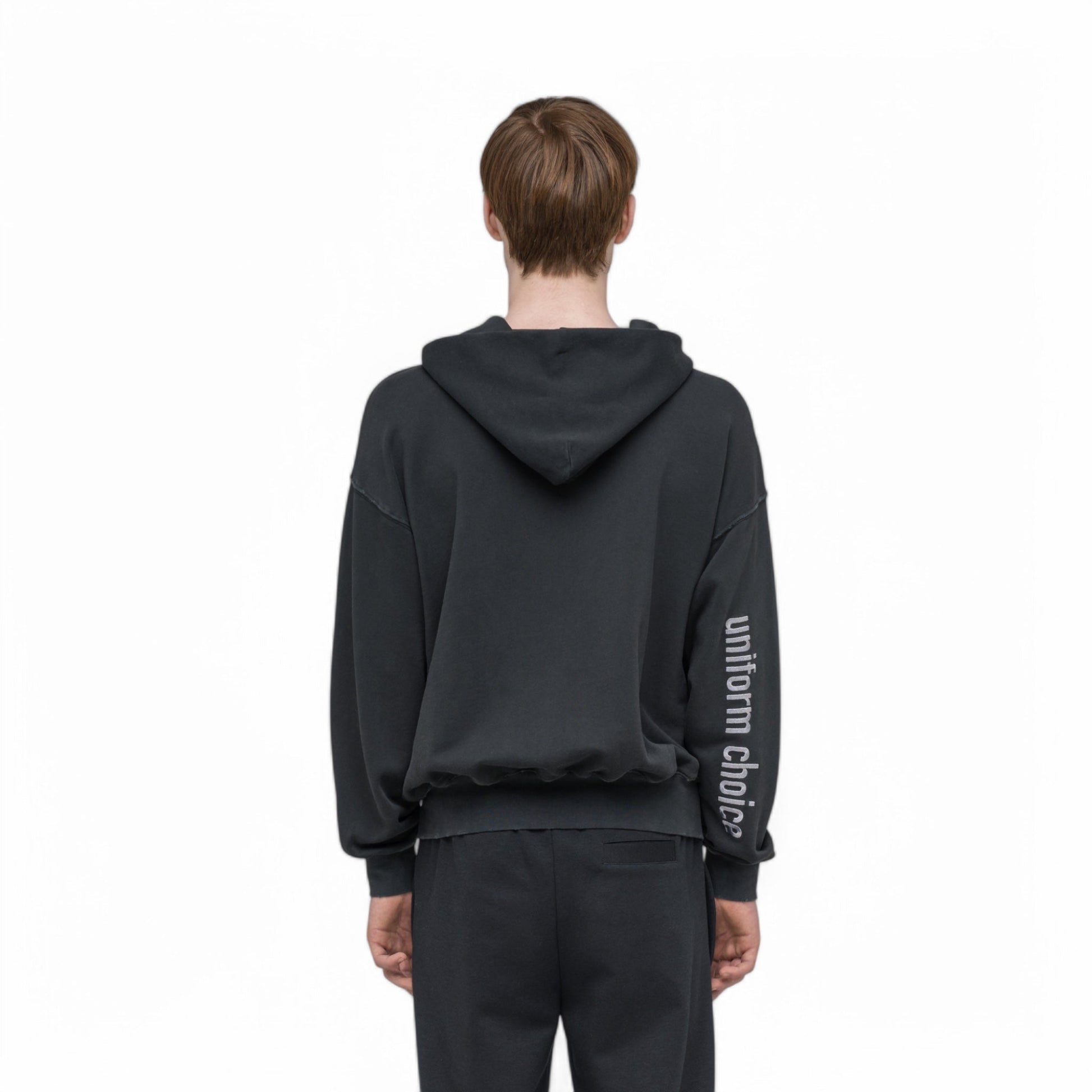 032C &quot;ROUTINE&quot; ZIP HOODIE WASHED BLACK - 032C