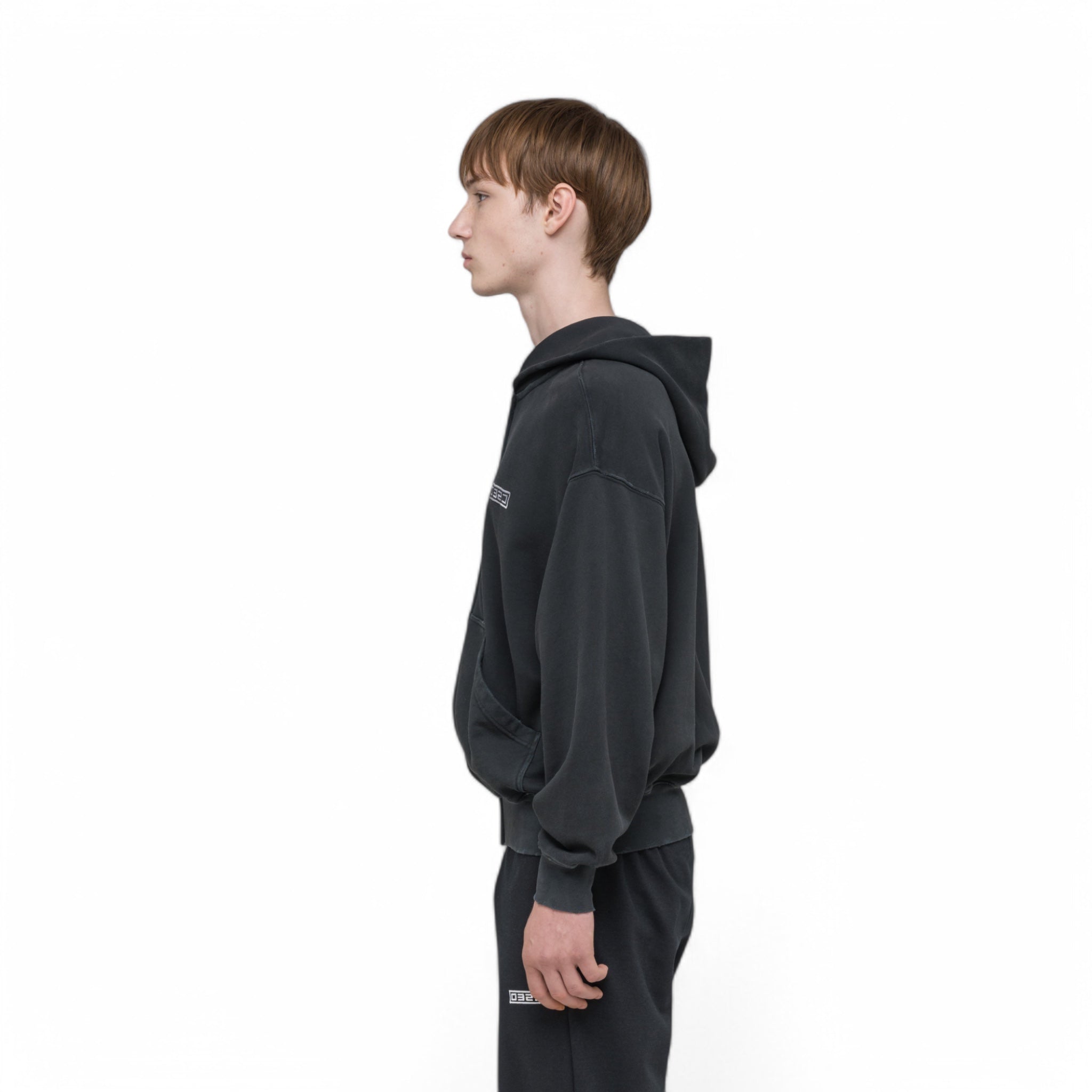 032C &quot;ROUTINE&quot; ZIP HOODIE WASHED BLACK - 032C