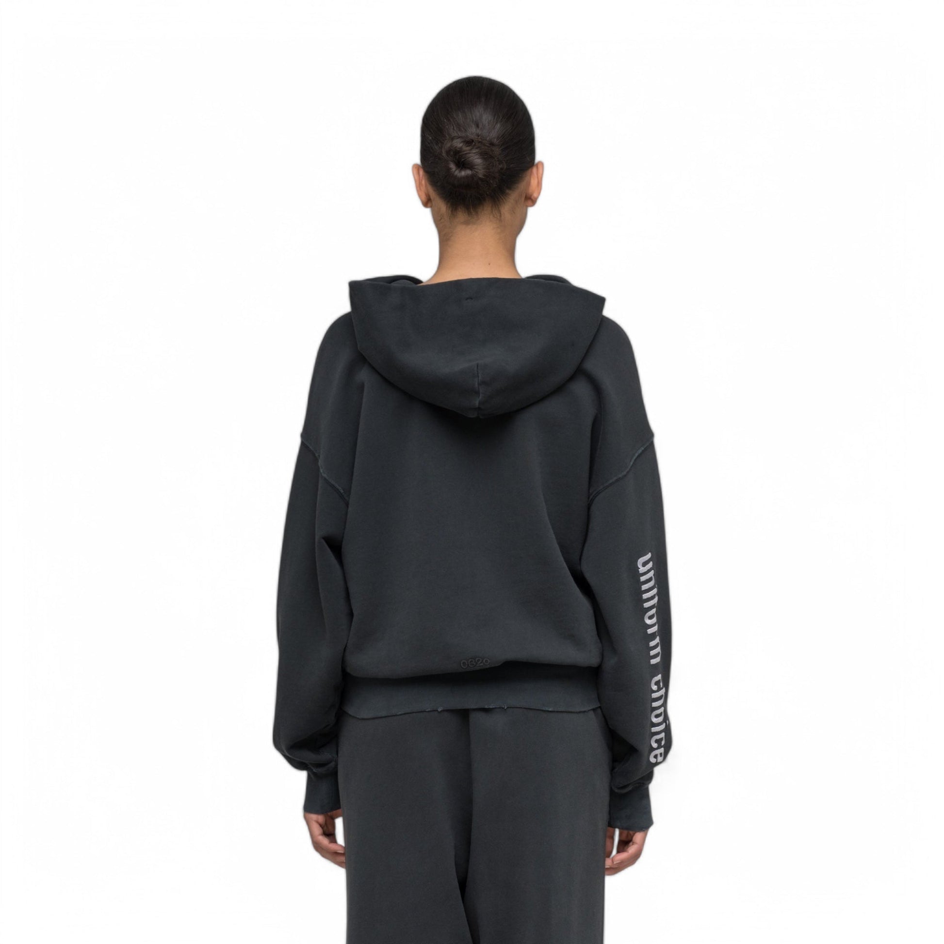 032C &quot;ROUTINE&quot; ZIP HOODIE WASHED BLACK - 032C