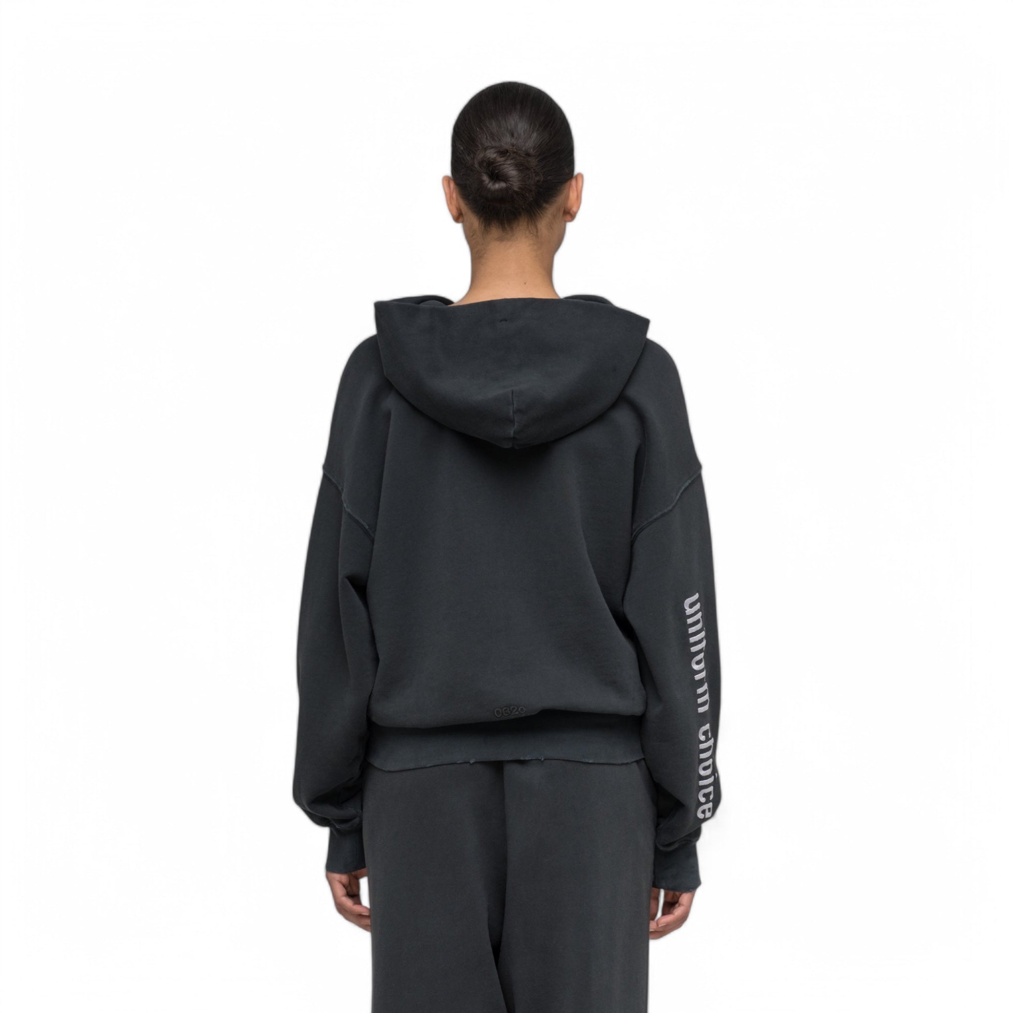 032C &quot;ROUTINE&quot; ZIP HOODIE WASHED BLACK - 032C