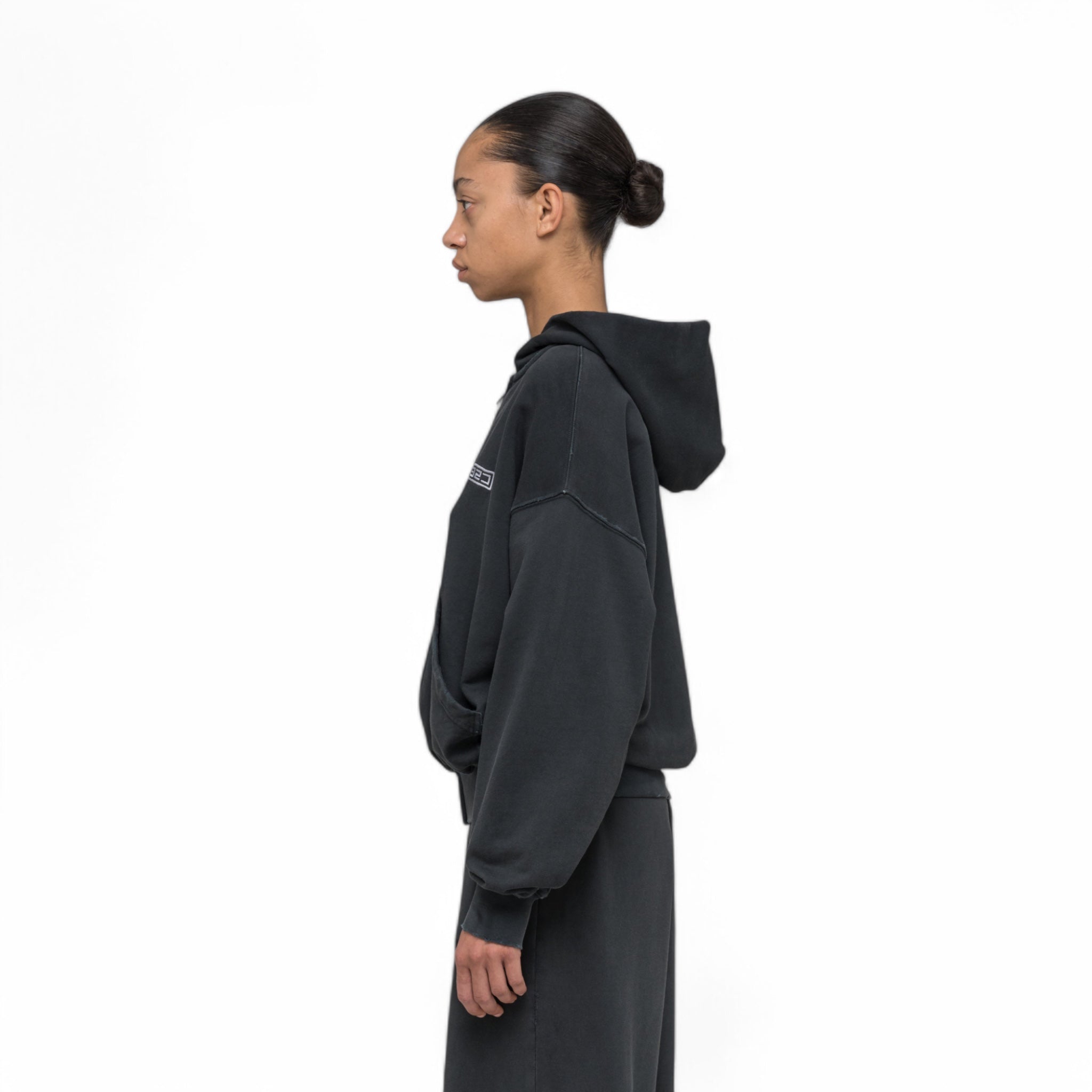 032C &quot;ROUTINE&quot; ZIP HOODIE WASHED BLACK - 032C