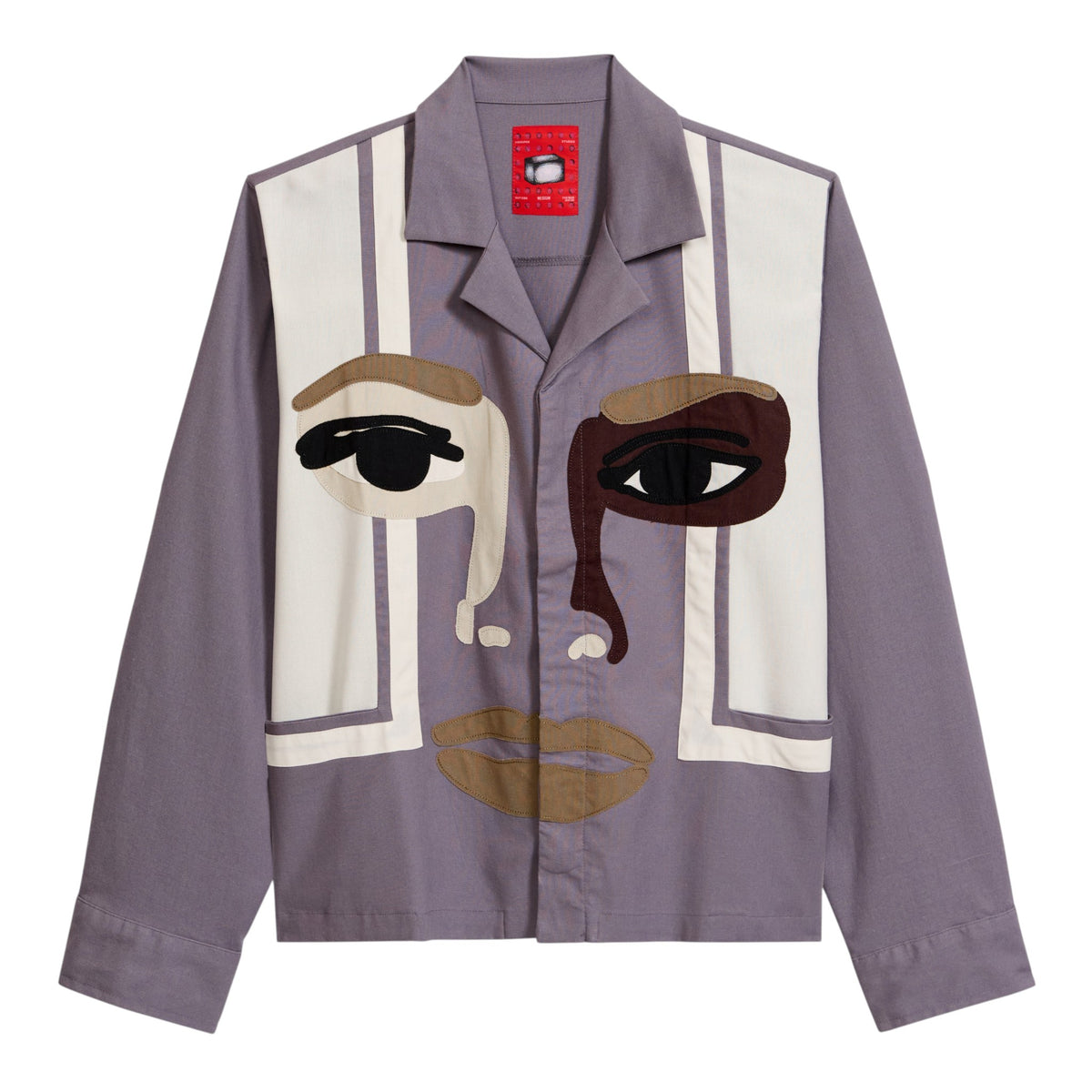 KidSuper Studios Face Camp Collar Button Up Longsleeve - Plum