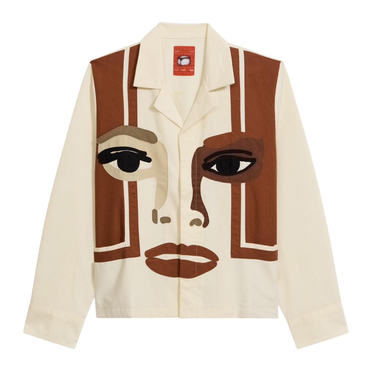 KidSuper Studios Face Camp Collar Button Up Longsleeve - Cream