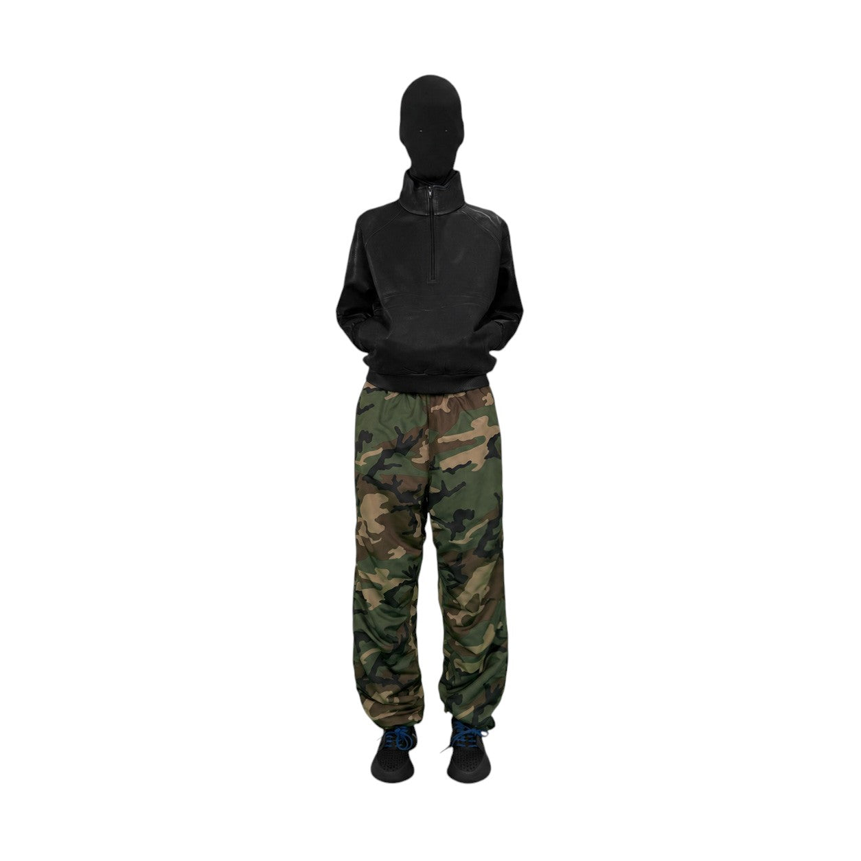 DINGYUN ZHANG Coated Zip Neck Sweatshirt Onyx