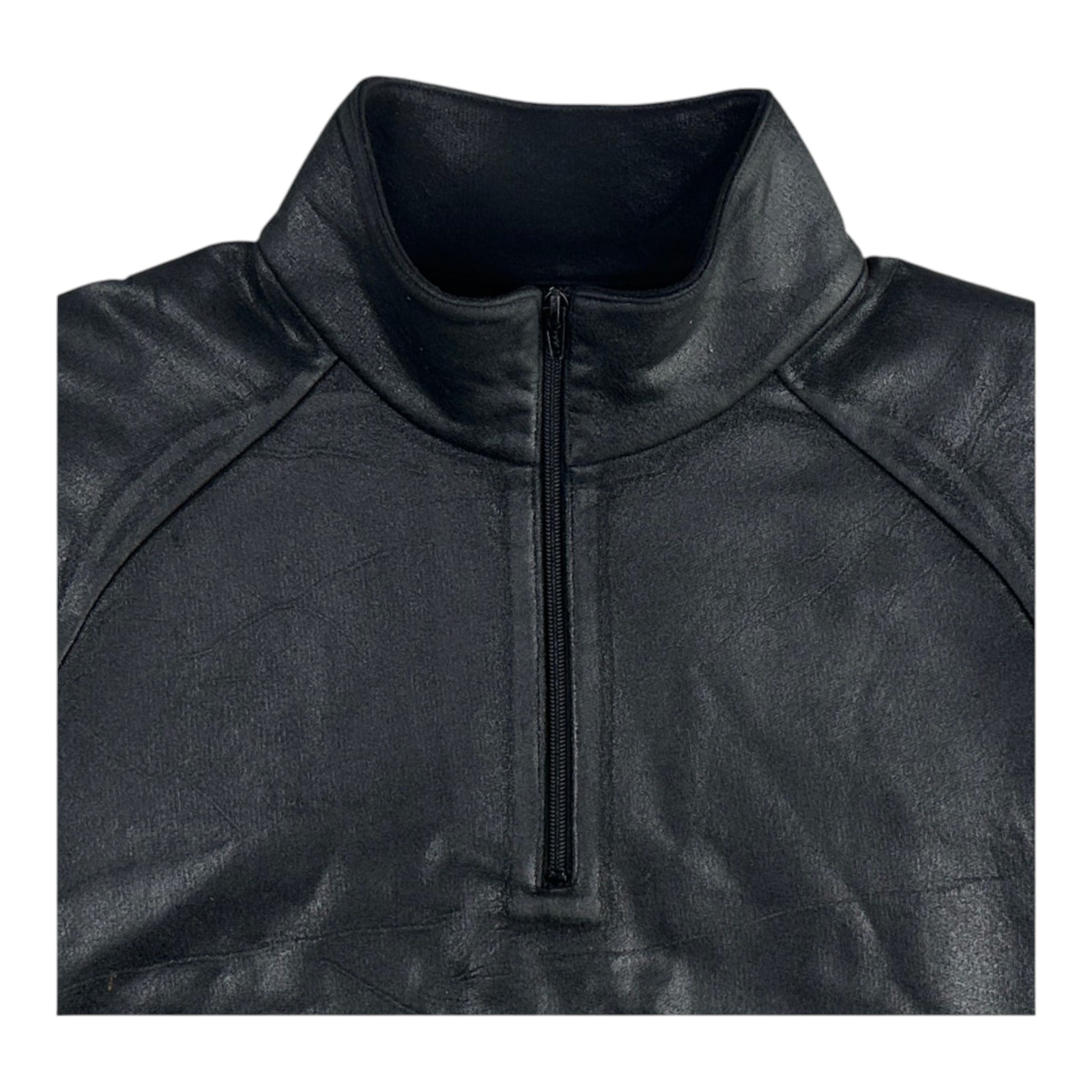 DINGYUN ZHANG Coated Zip Neck Sweatshirt Onyx