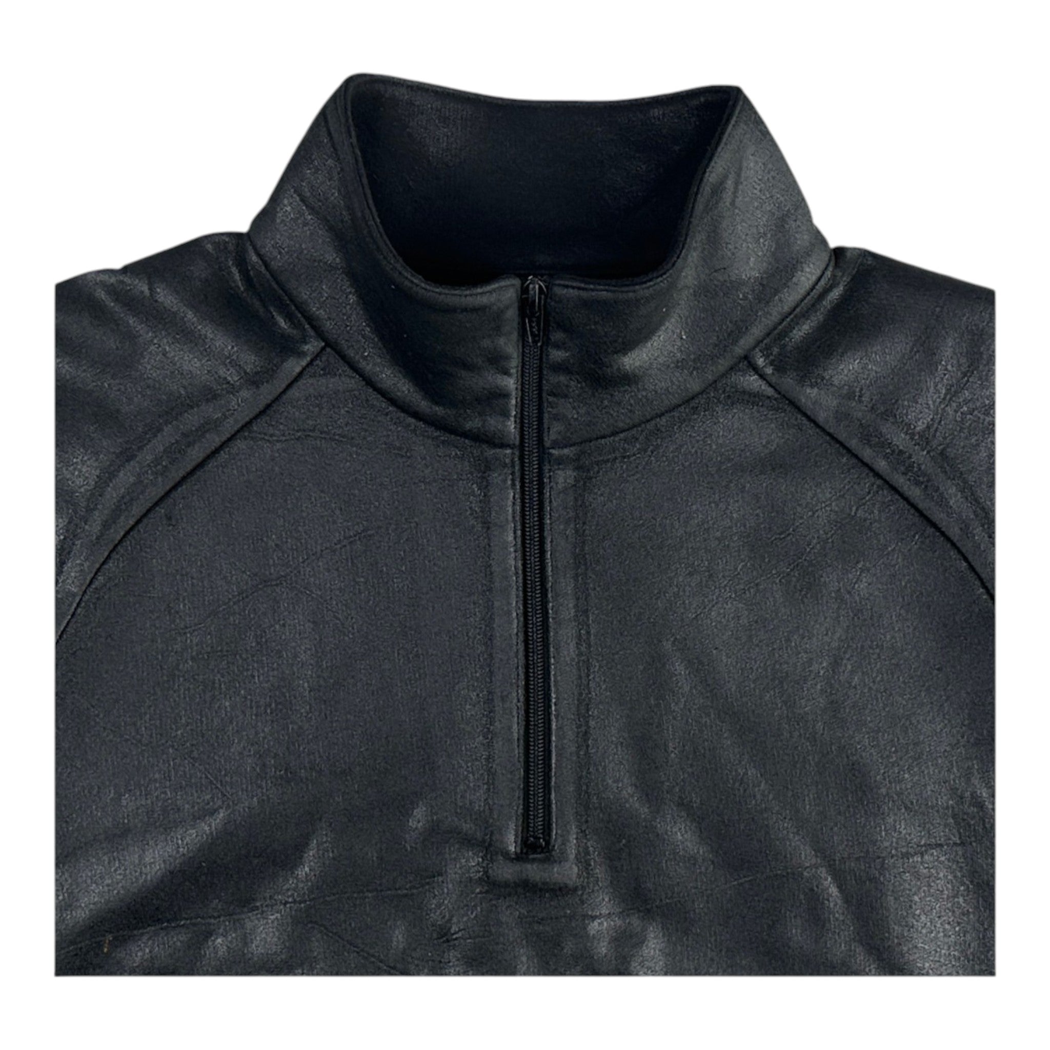 DINGYUN ZHANG Coated Zip Neck Sweatshirt Onyx