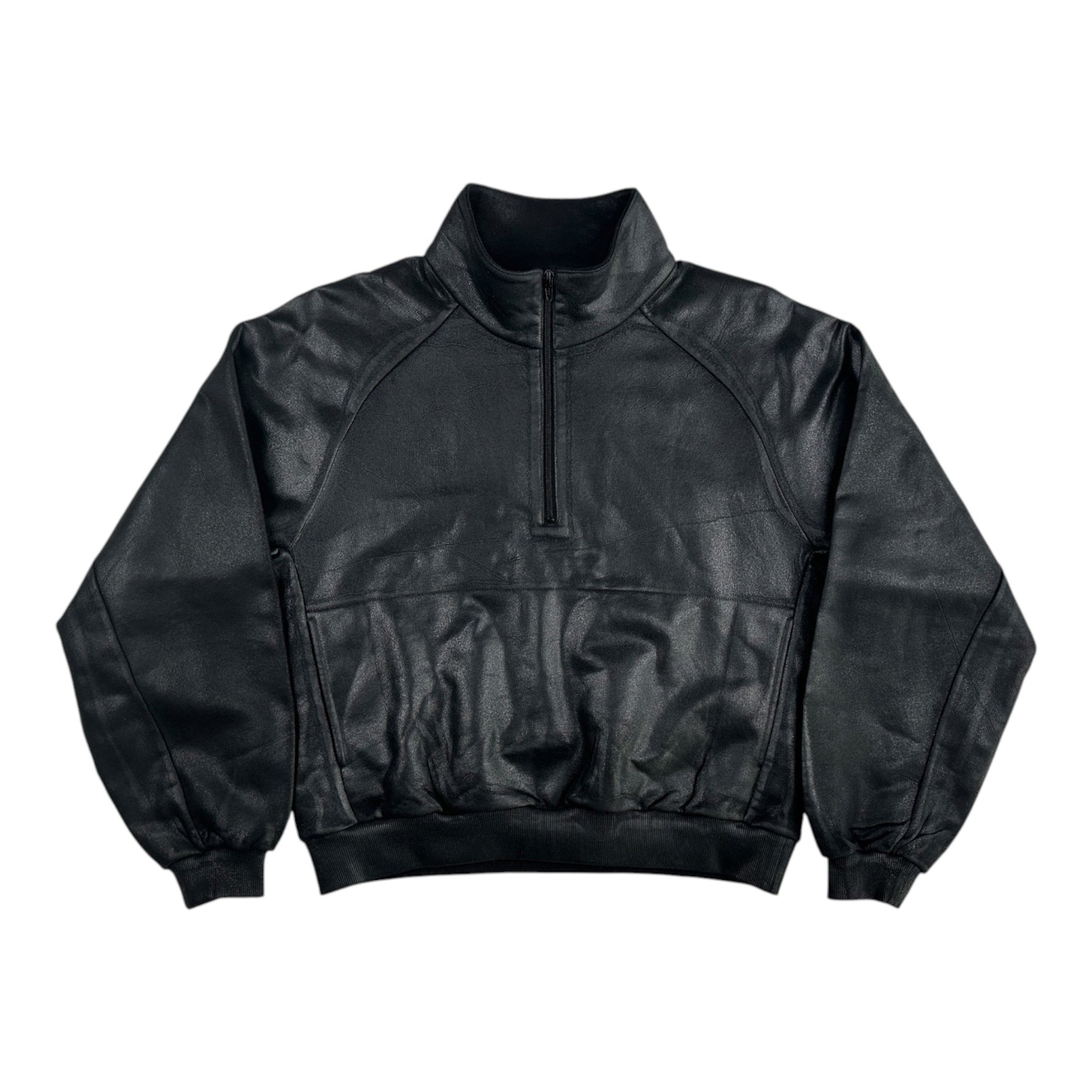 DINGYUN ZHANG Coated Zip Neck Sweatshirt Onyx