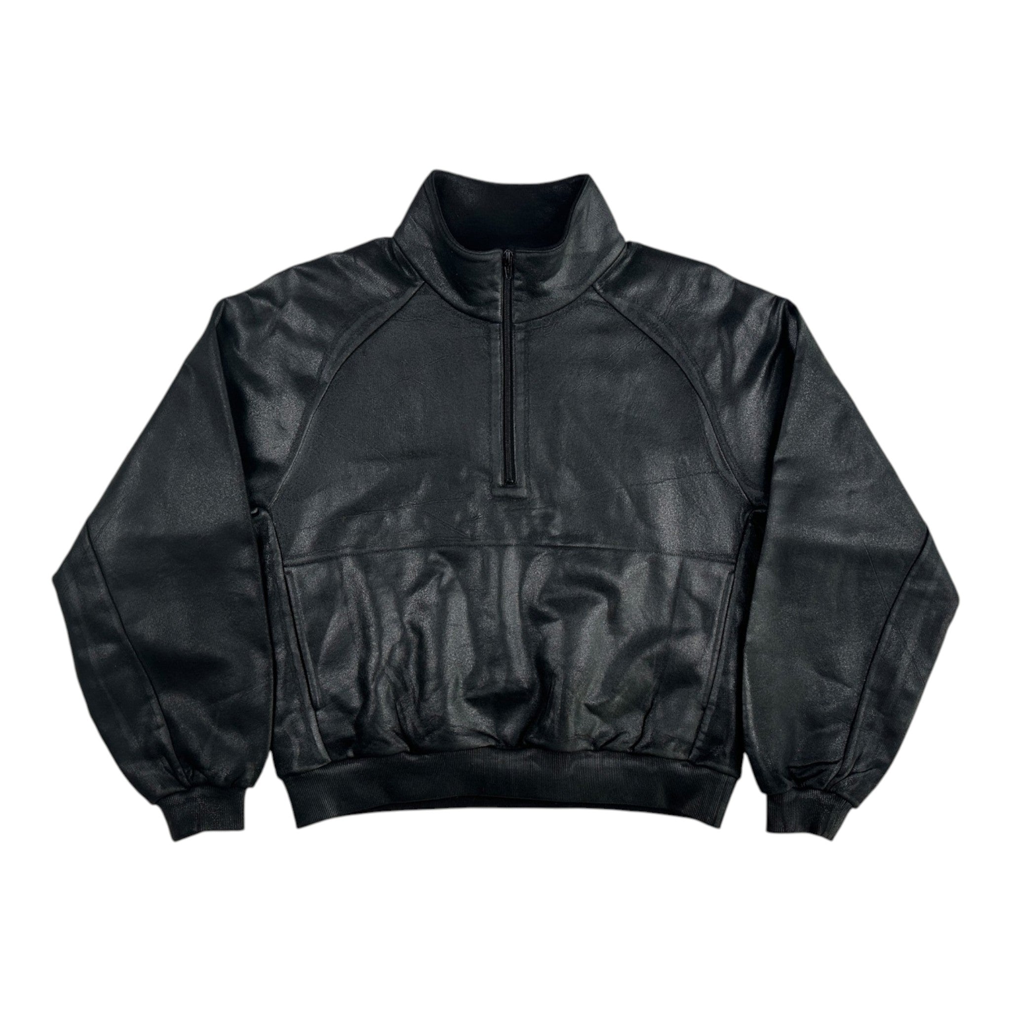 DINGYUN ZHANG Coated Zip Neck Sweatshirt Onyx