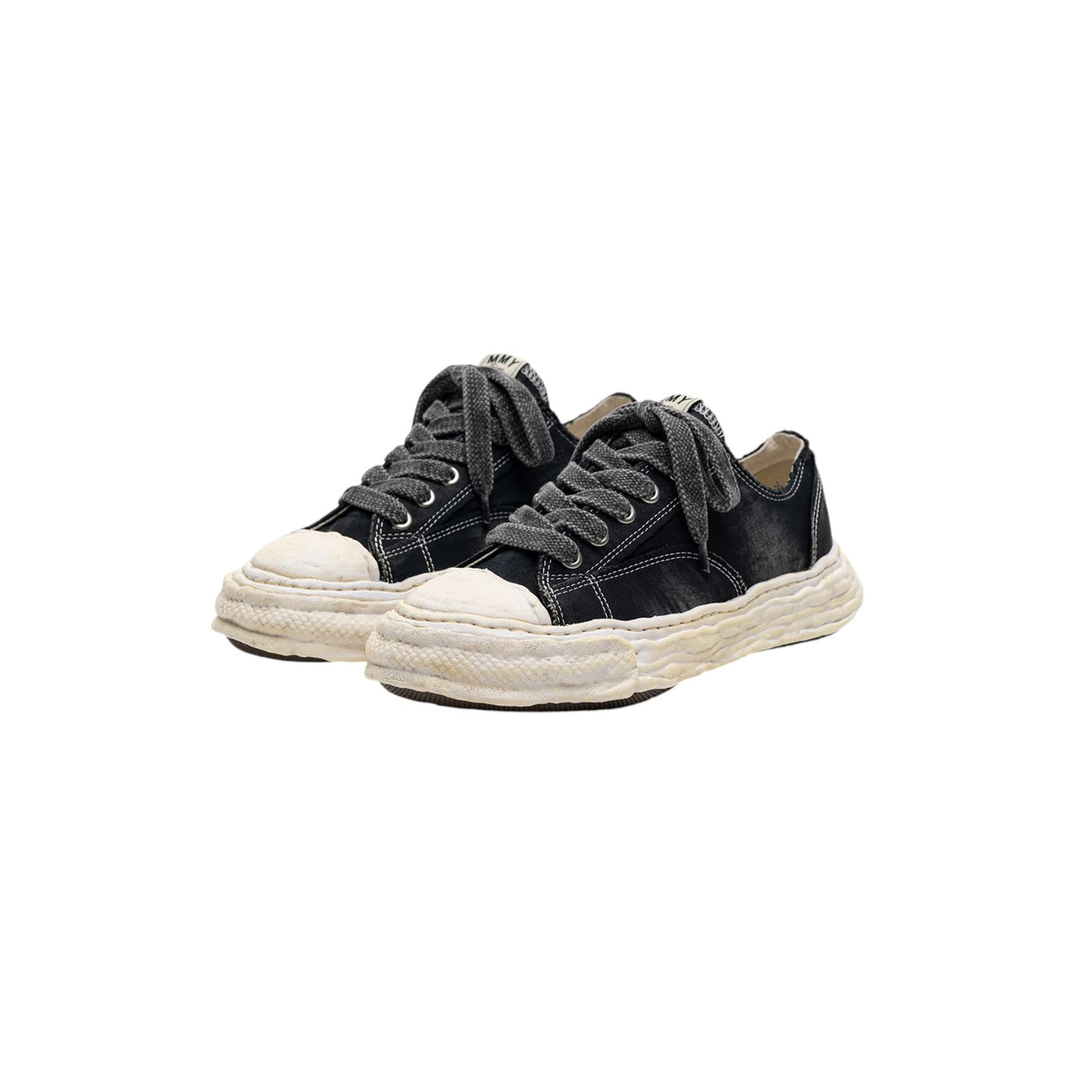 Maison MIHARA YASUHIRO "PETERSON23" OG Sole Bleached Canvas Low-top Sneaker Black