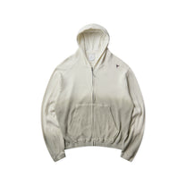 ROA Bee Sun Faded Organic Waffle Zip Up Hoodie Dirty White