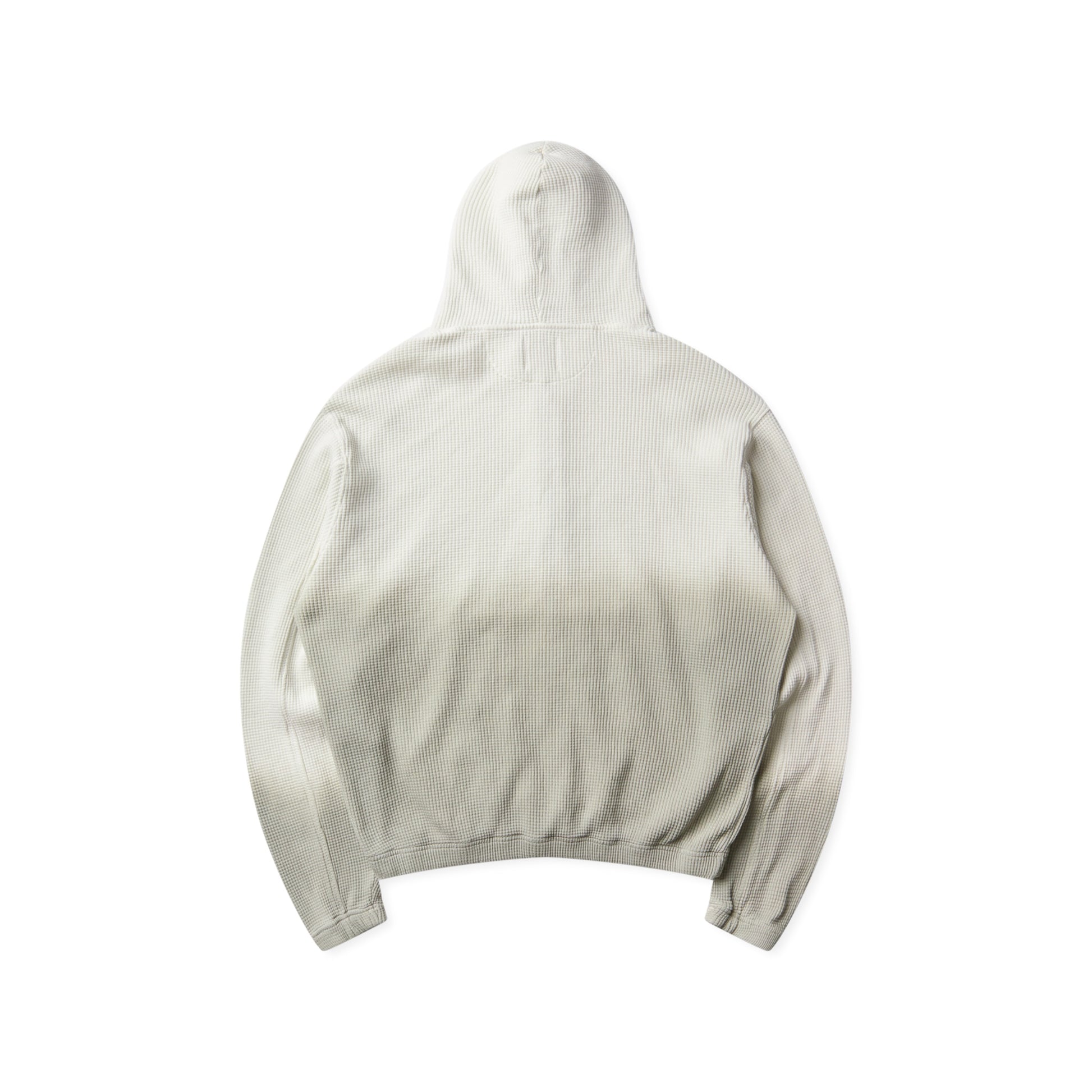 ROA Bee Sun Faded Organic Waffle Zip Up Hoodie Dirty White