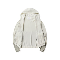 ROA Bee Sun Faded Organic Waffle Zip Up Hoodie Dirty White