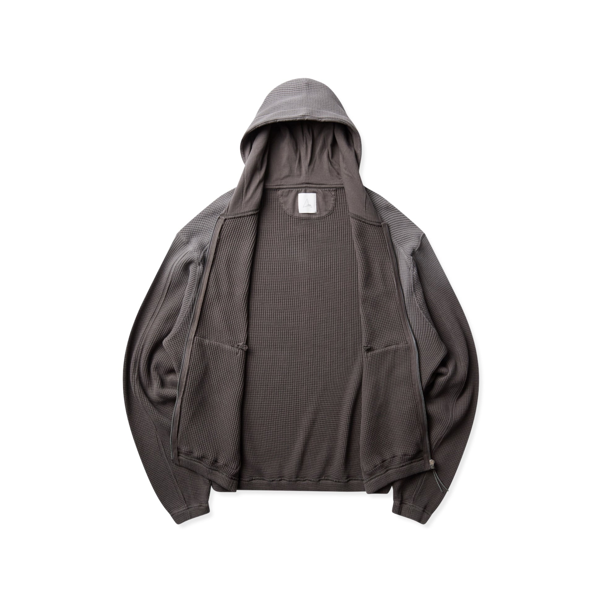 ROA Bee Sun Faded Organic Waffle Zip Up Hoodie