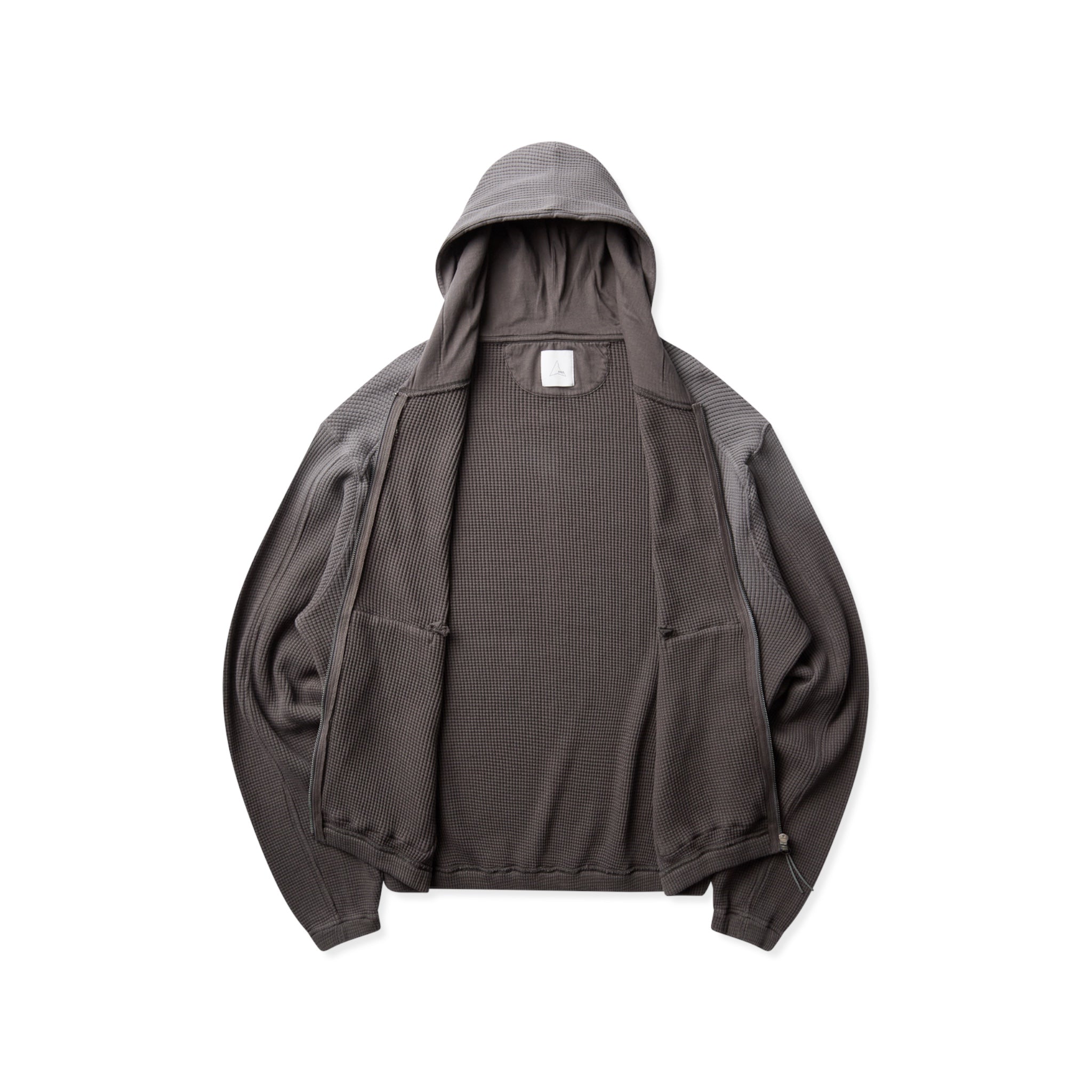 ROA Bee Sun Faded Organic Waffle Zip Up Hoodie
