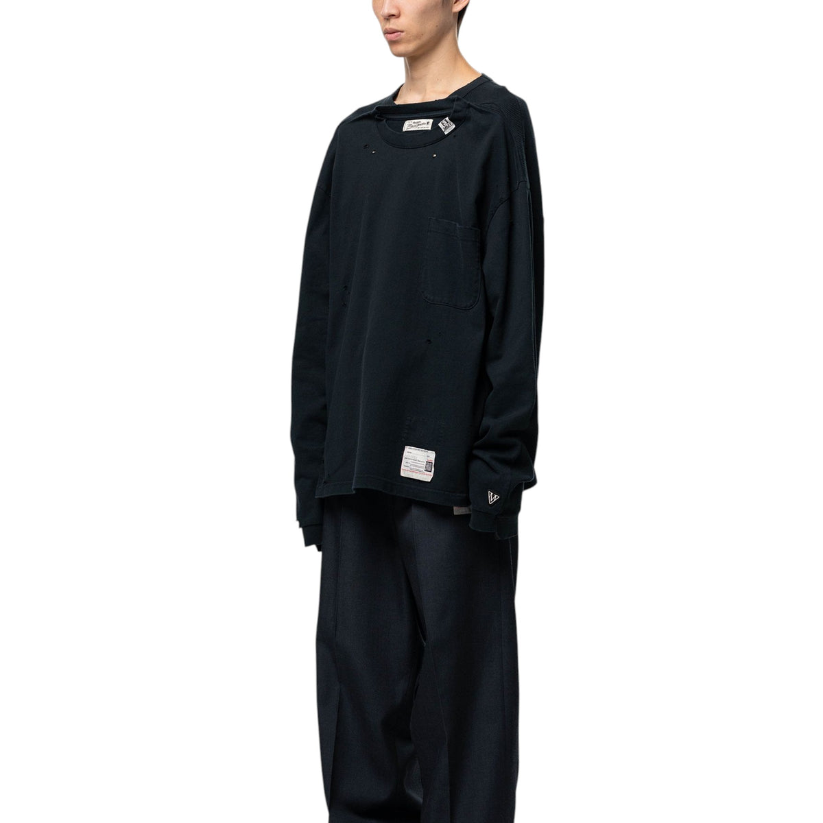 Maison MIHARA YASUHIRO Thermal Combined Long Sleeve T-Shirt Black