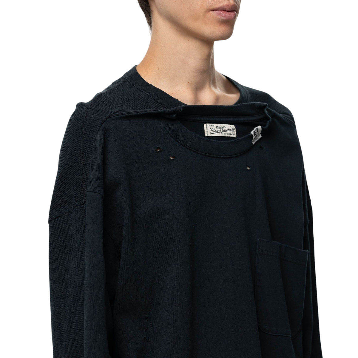 Maison MIHARA YASUHIRO Thermal Combined Long Sleeve T-Shirt Black