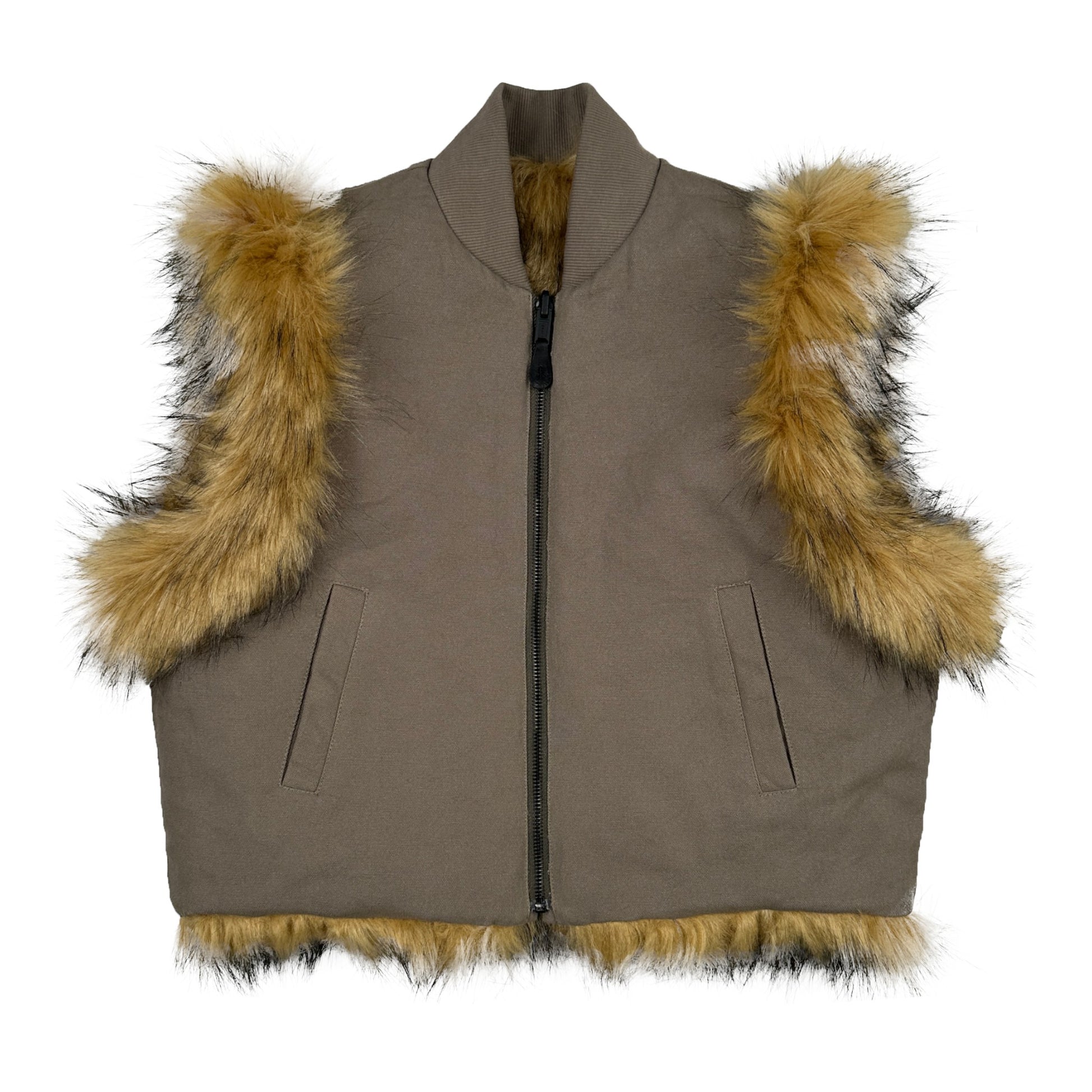 DINGYUN ZHANG Reversible Faux Fur Gilet Coyote