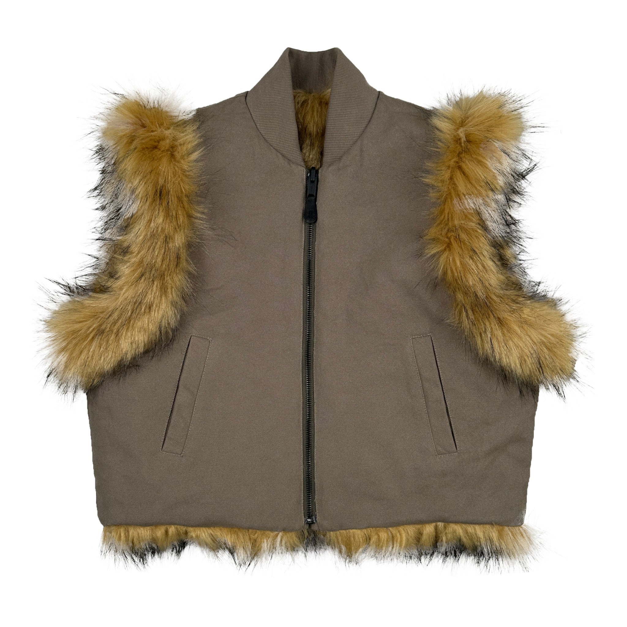 DINGYUN ZHANG Reversible Faux Fur Gilet Coyote
