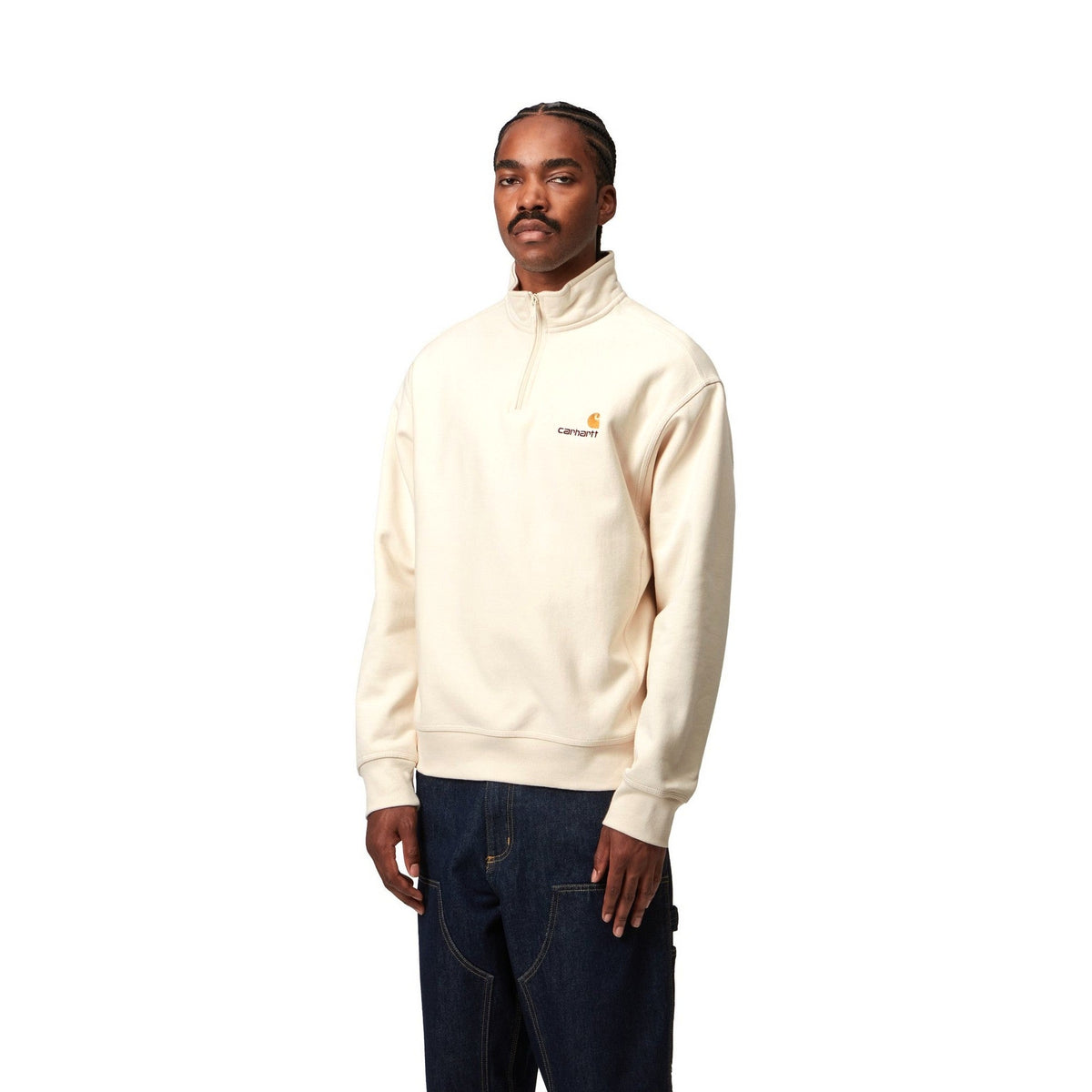 Carhartt WIP Half Zip American Script Sweatshirt Natural