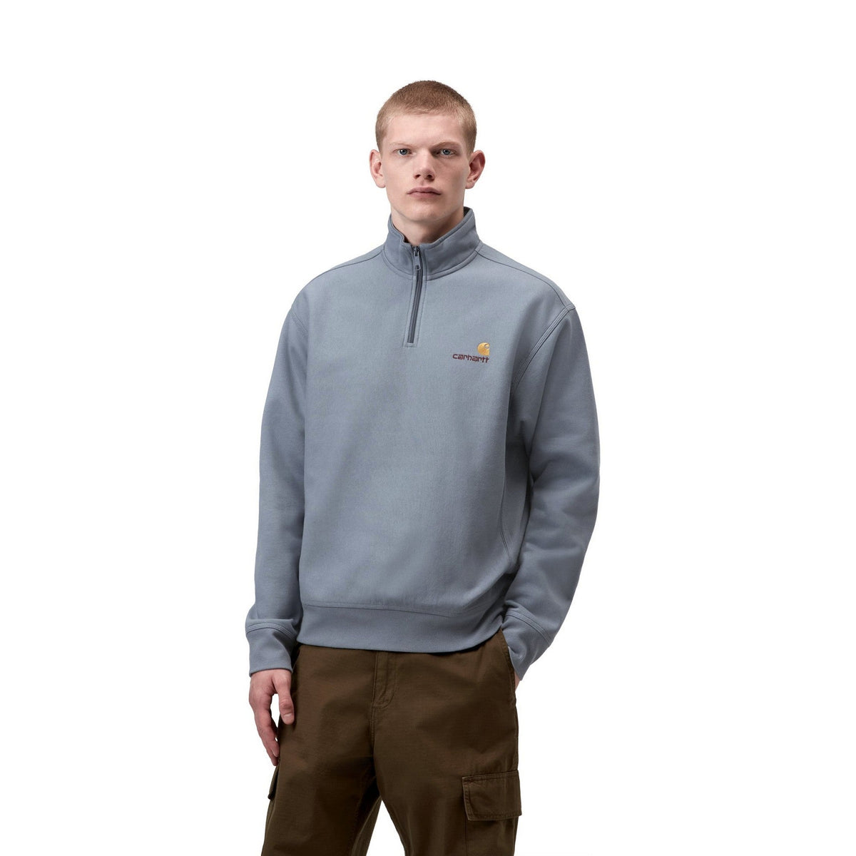 Carhartt WIP Half Zip American Script Sweatshirt Shady Blue