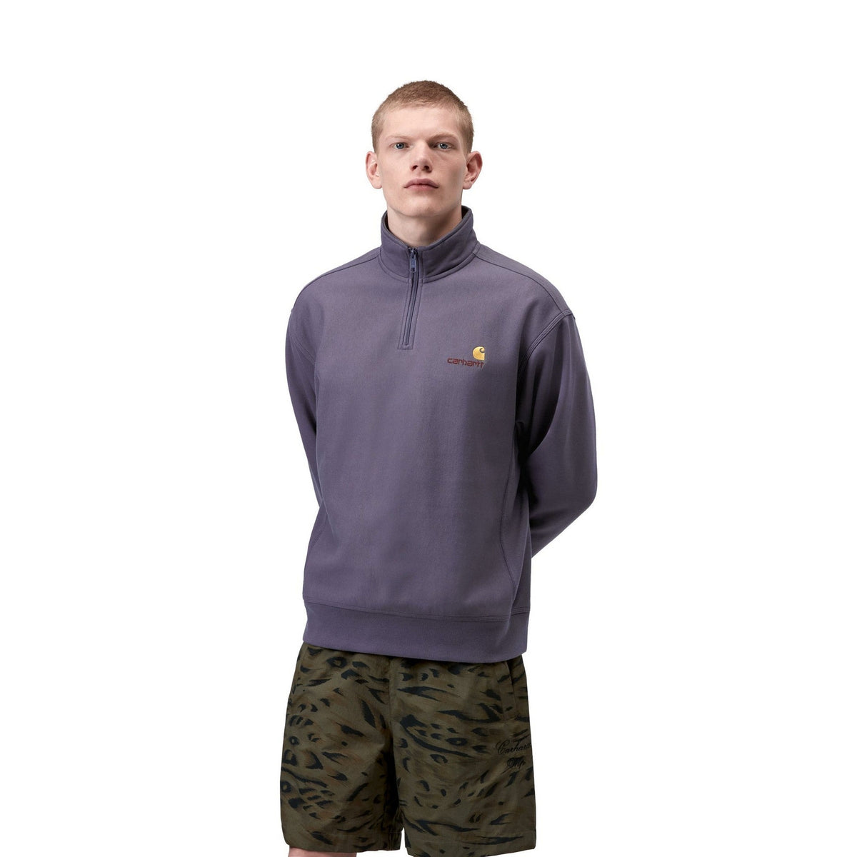 Carhartt WIP Half Zip American Script Sweatshirt Shady Purple