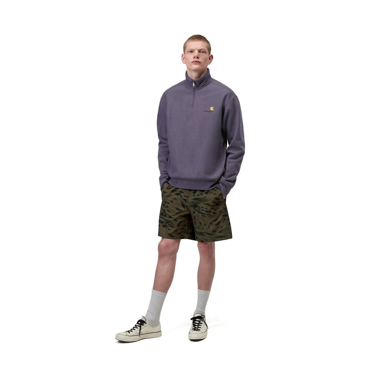 Carhartt WIP Half Zip American Script Sweatshirt Shady Purple