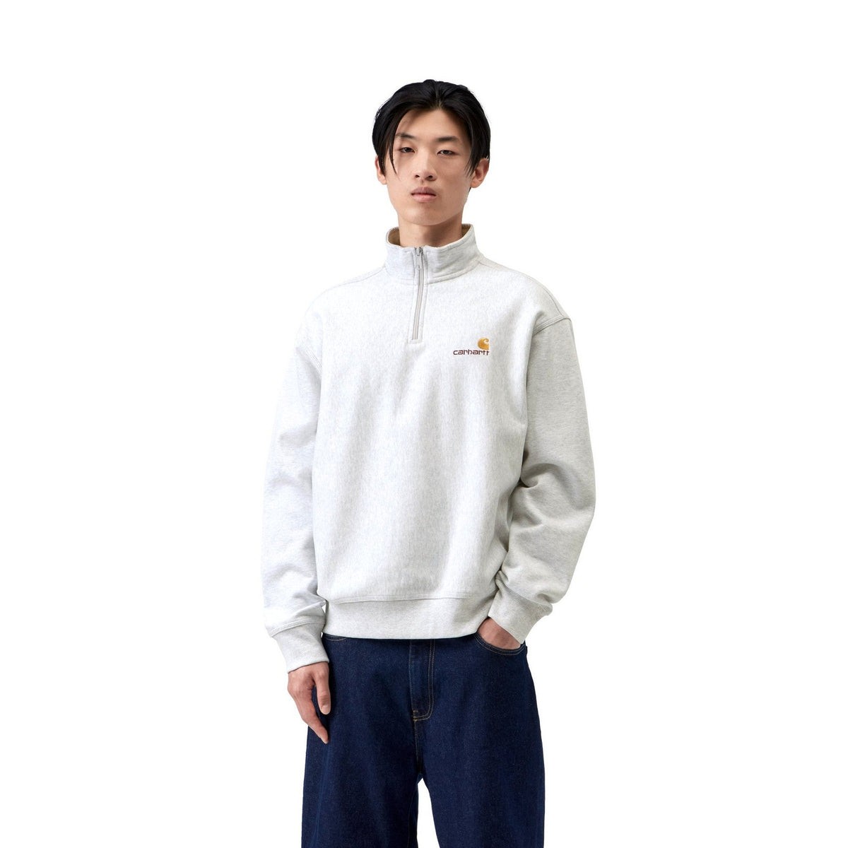 Carhartt WIP Half Zip American Script Sweatshirt Ash Heather
