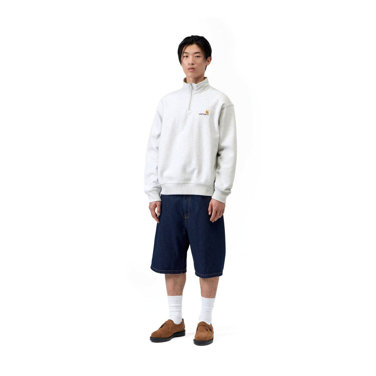 Carhartt WIP Half Zip American Script Sweatshirt Ash Heather