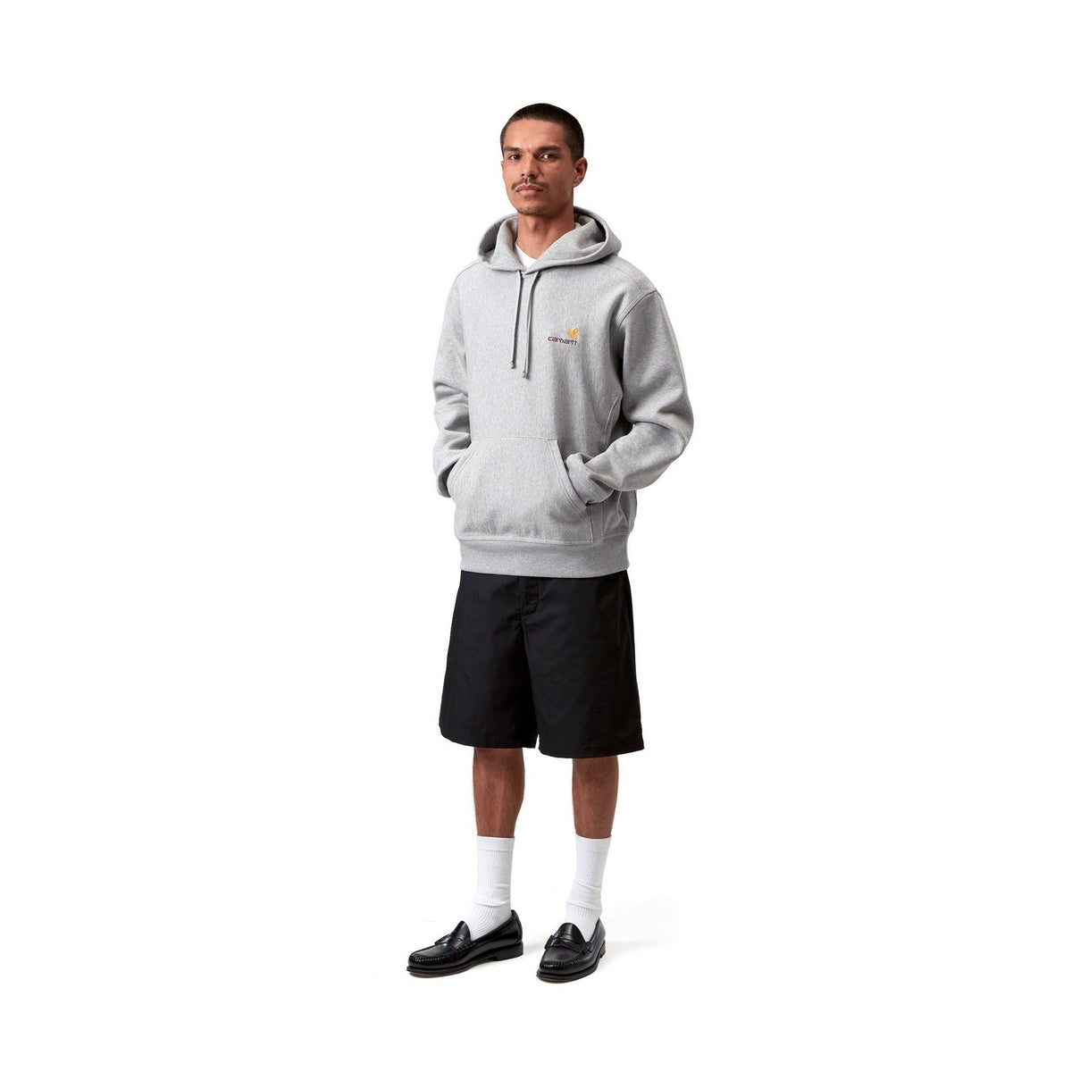 Carhartt WIP Hooded American Script Sweatshirt Grey Heather