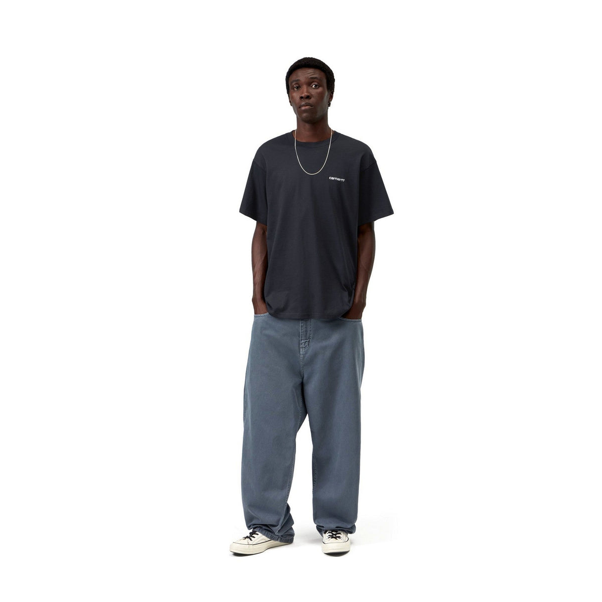 Carhartt WIP S/S Script Embroidery T-Shirt Dark Navy / White