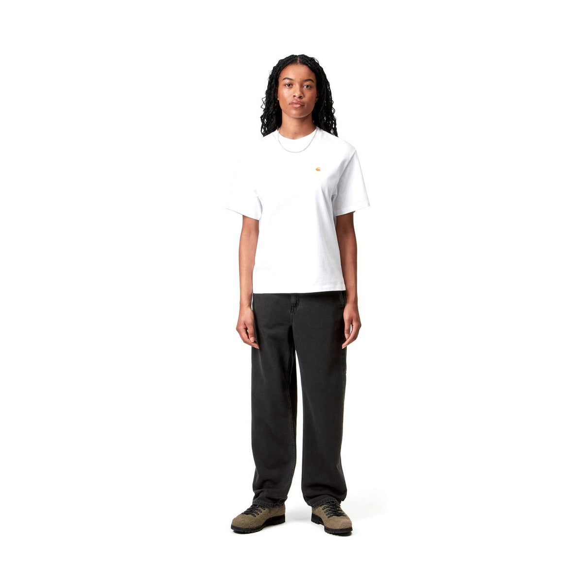 Carhartt WIP Women's Pierce Pant Straight Black, Stone washed