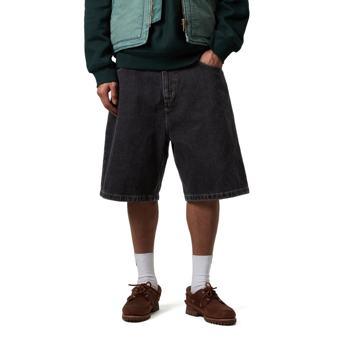 Carhartt WIP Brandon Short Black, Stone washed