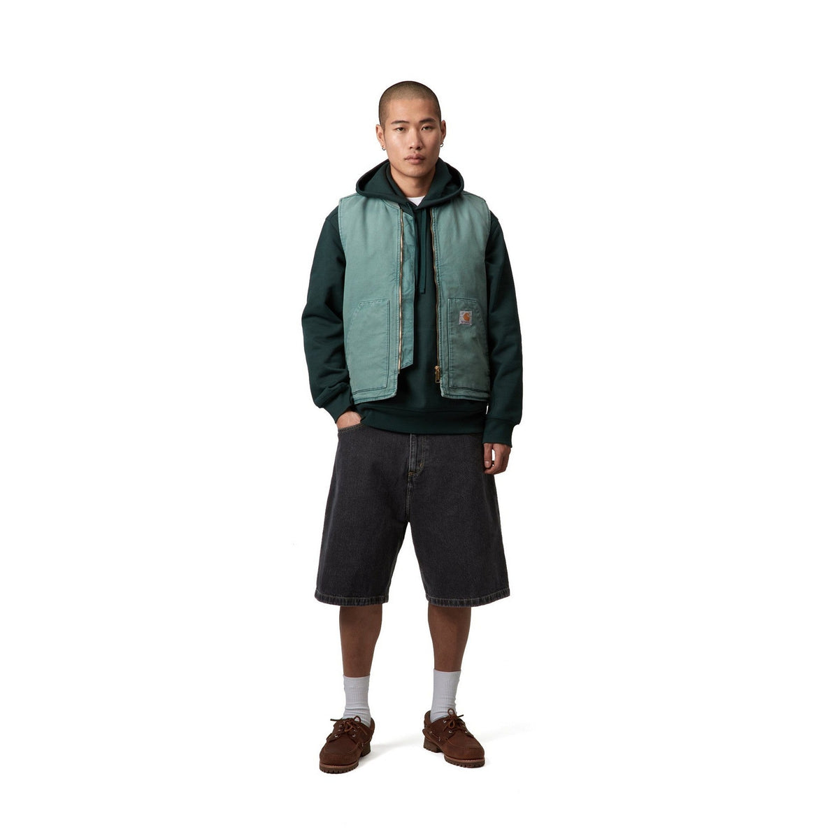 Carhartt WIP Brandon Short Black, Stone washed