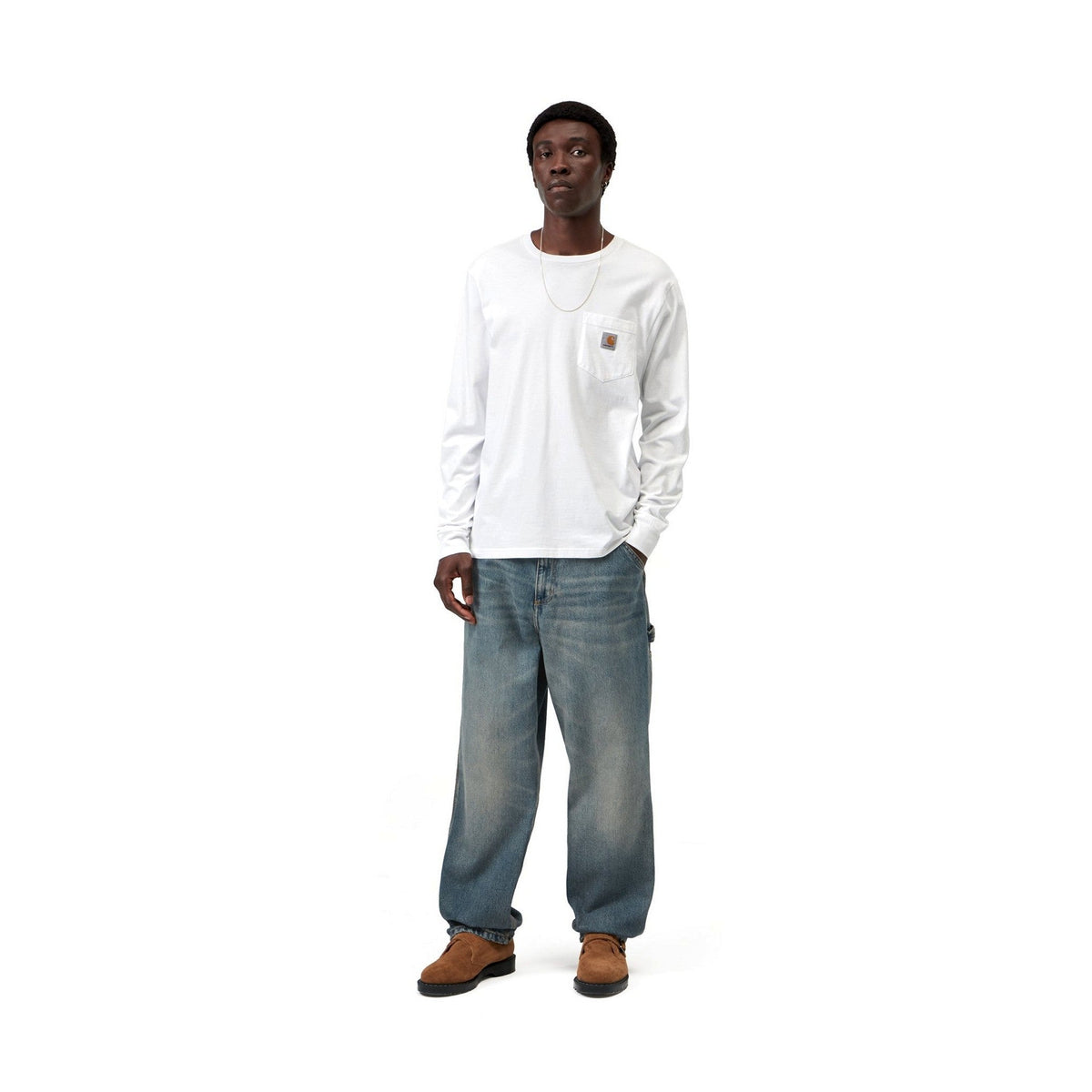 Carhartt WIP Single Knee Pant Blue, Worn used wash