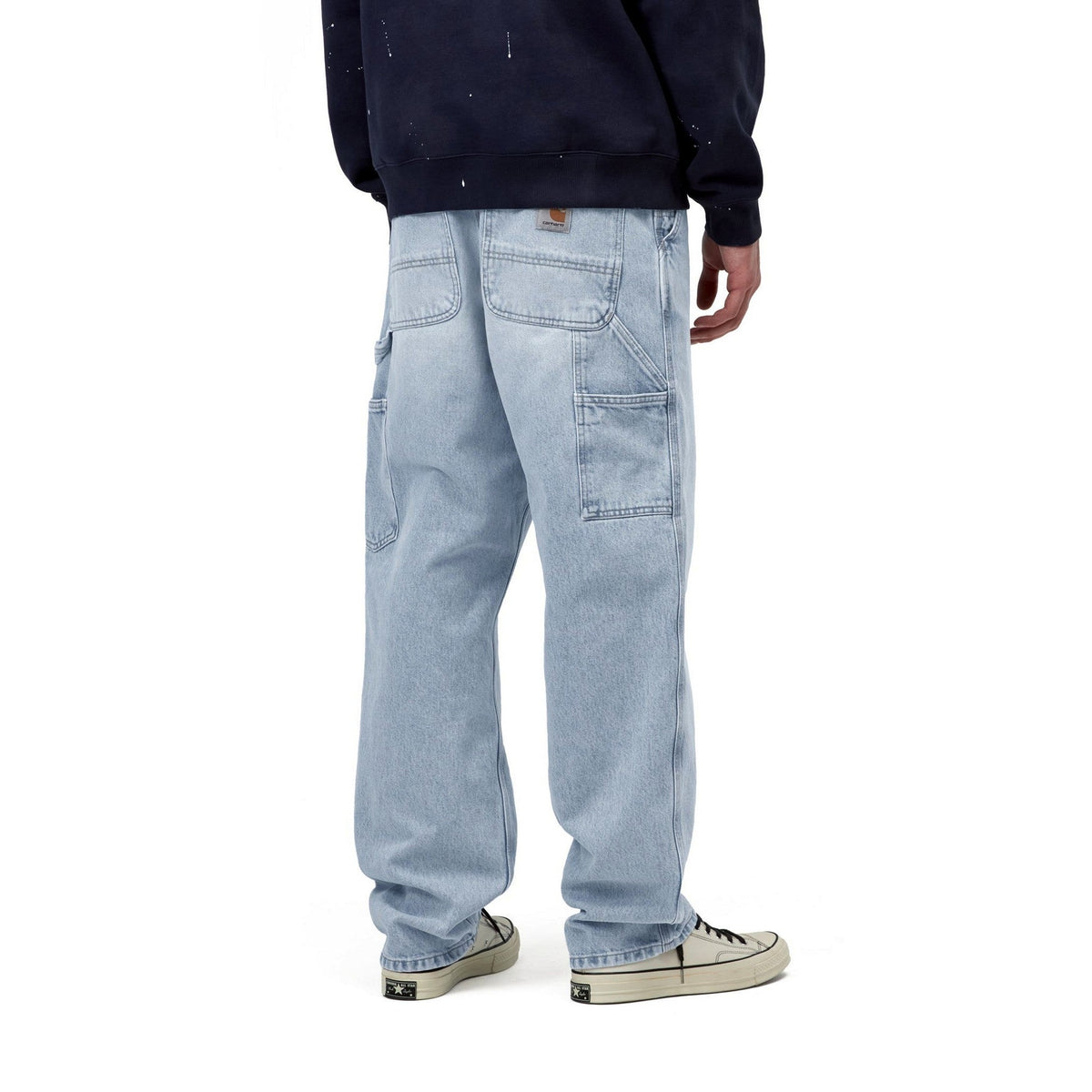Carhartt WIP Single Knee Pant Blue, Heavy worn bleached