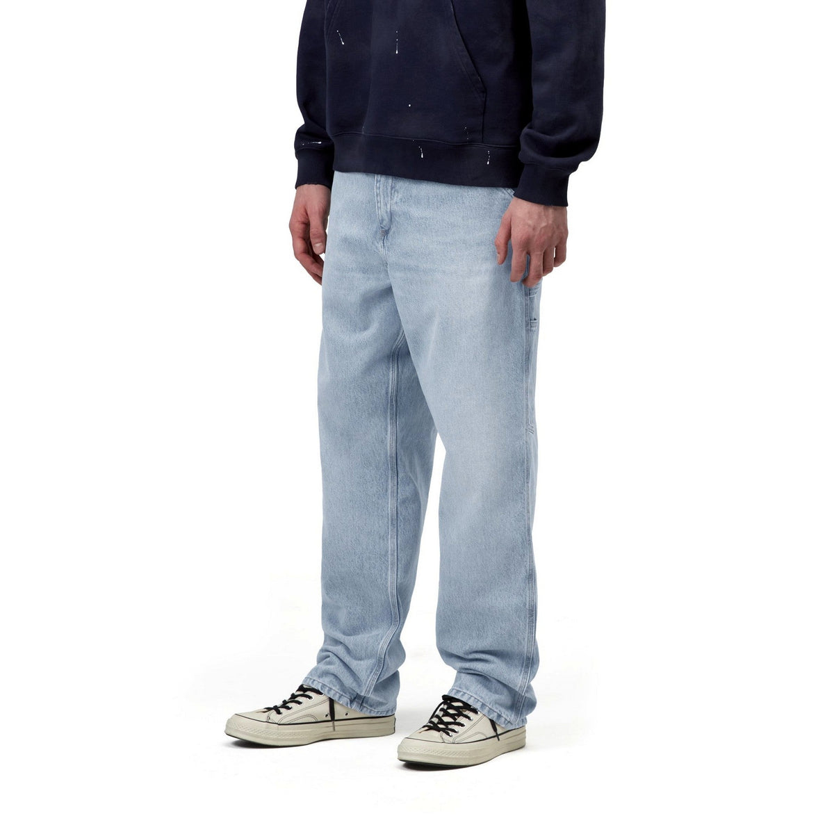 Carhartt WIP Single Knee Pant Blue, Heavy worn bleached
