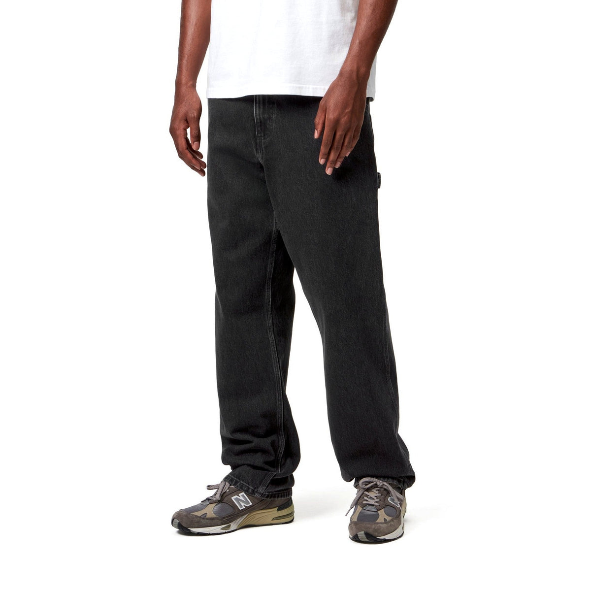 Carhartt WIP Single Knee Pant Black, Stone washed