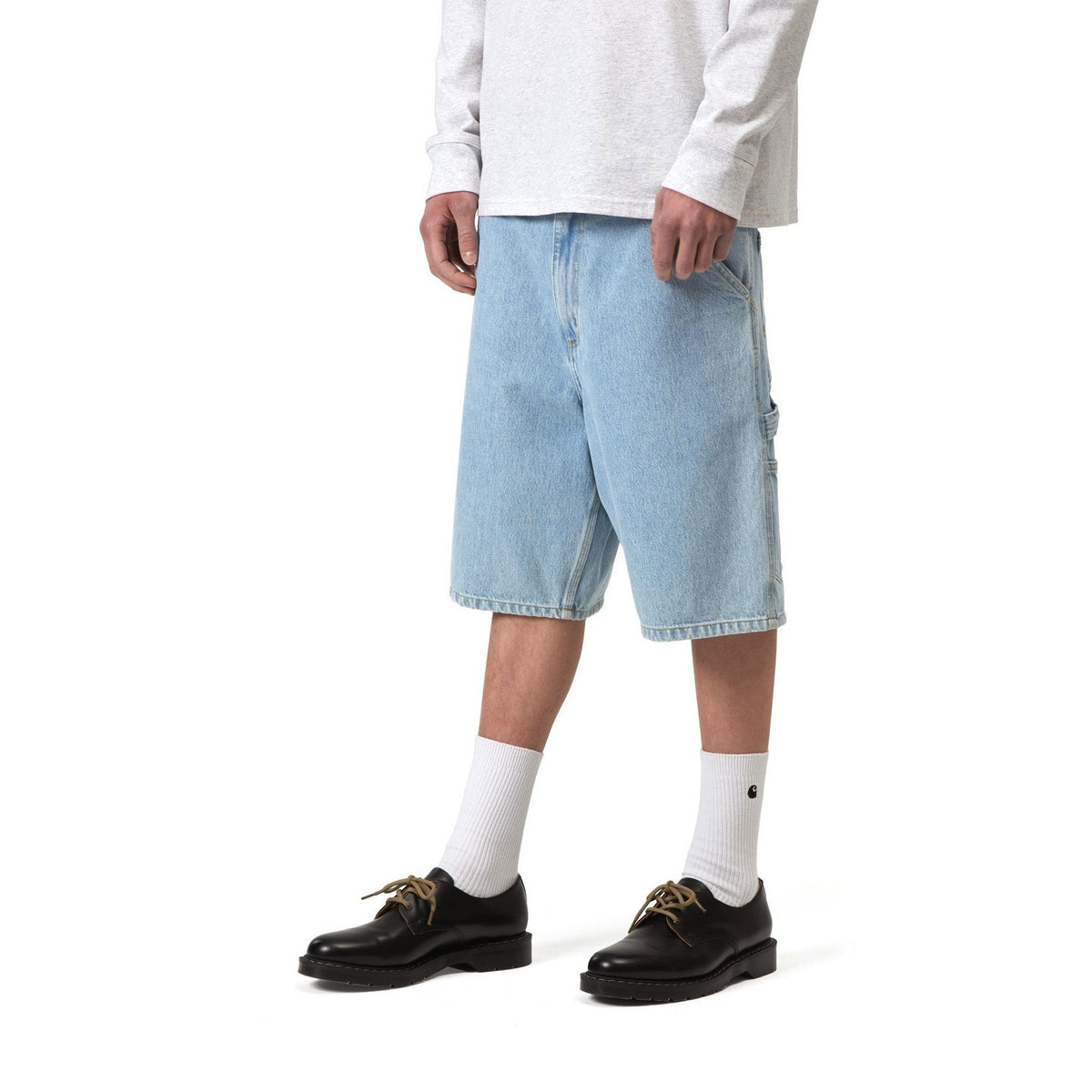Carhartt WIP Single Knee Short Blue, Heavy stone bleached
