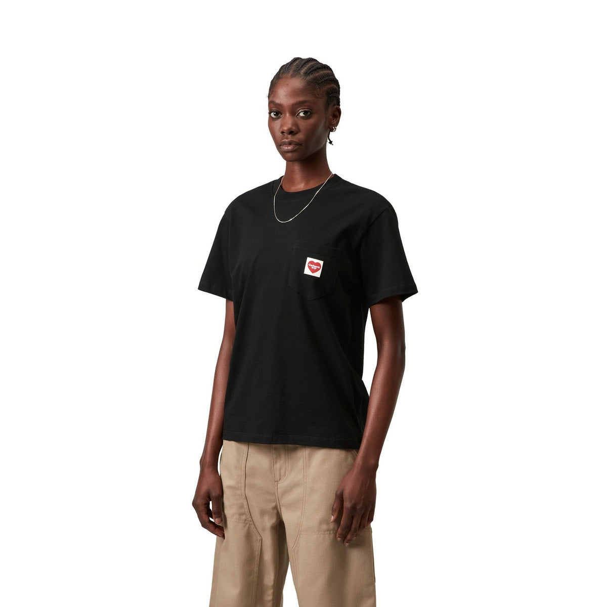Carhartt WIP Women's S/S Pocket Heart T-Shirt Black / Red