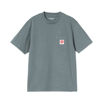 Carhartt WIP Women's S/S Pocket Heart T-Shirt Cozy Blue / Red