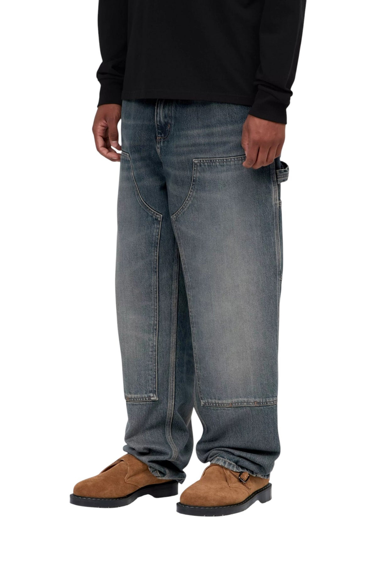 Carhartt WIP Double Knee Pant Blue, Worn used wash
